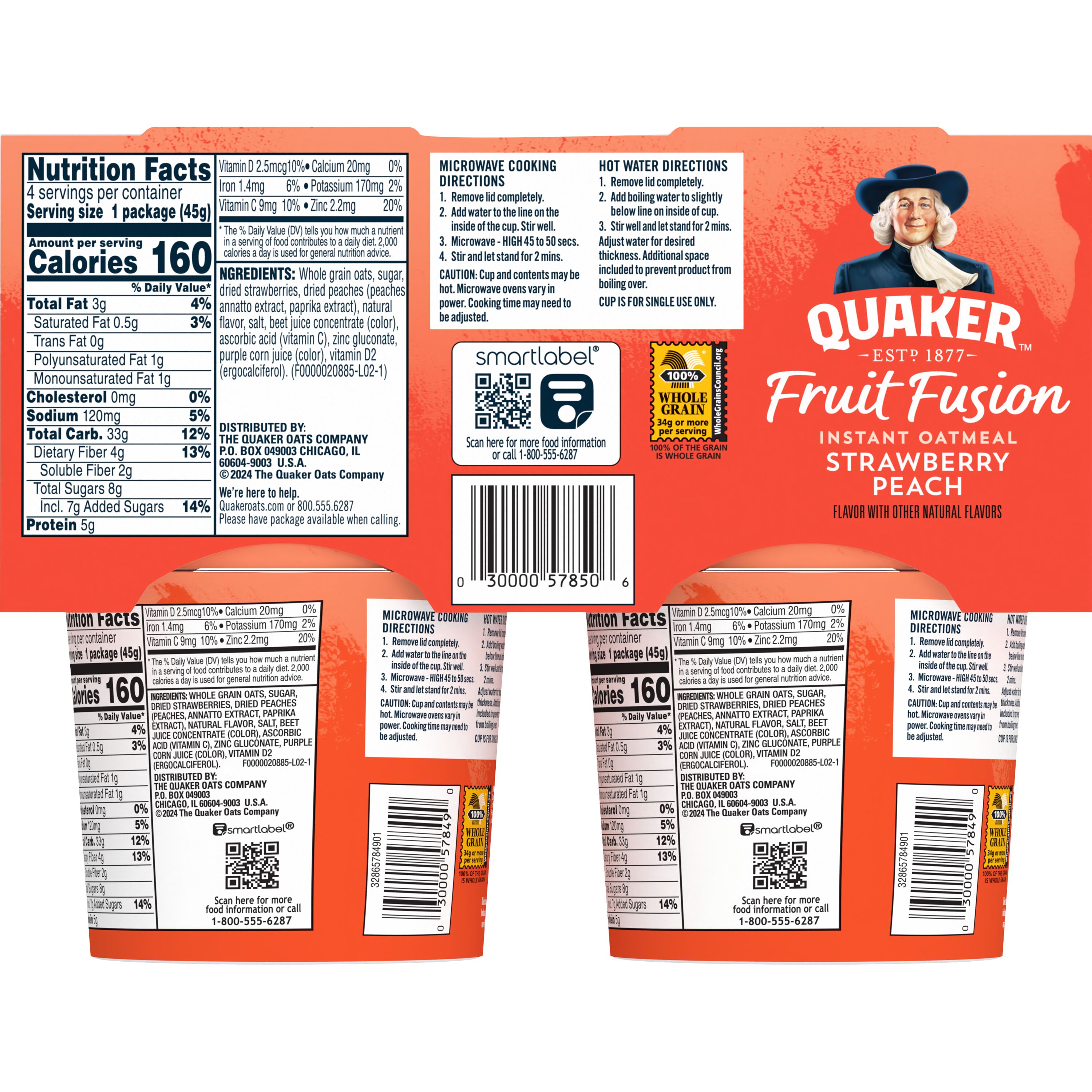Quaker, Fruit Fusion, Strawberry Peach Flavor, Instant Oatmeal thumbnail