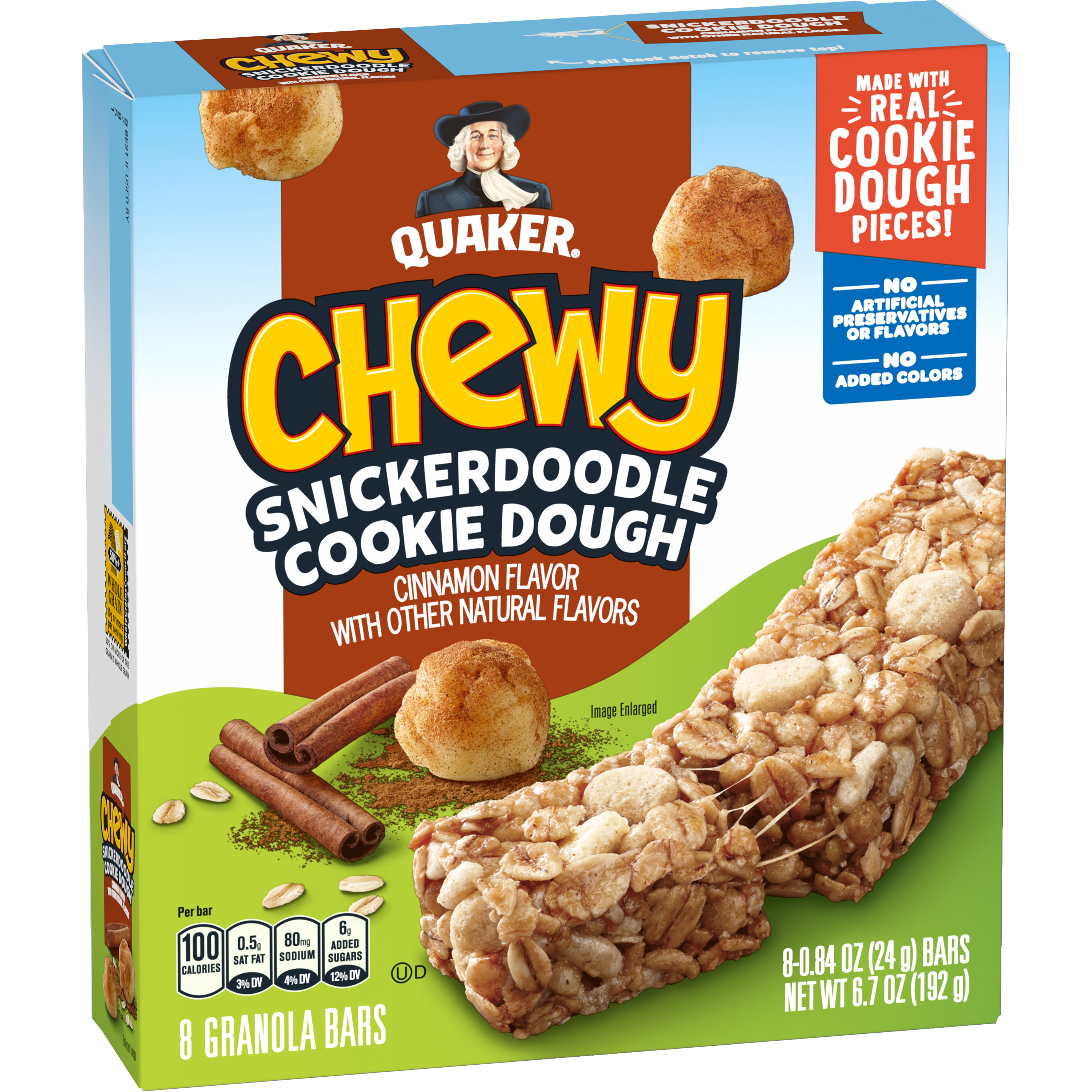Quaker, Chewy, Snickerdoodle Cookie Dough, Cinnamon Flavor, Granola Bars thumbnail