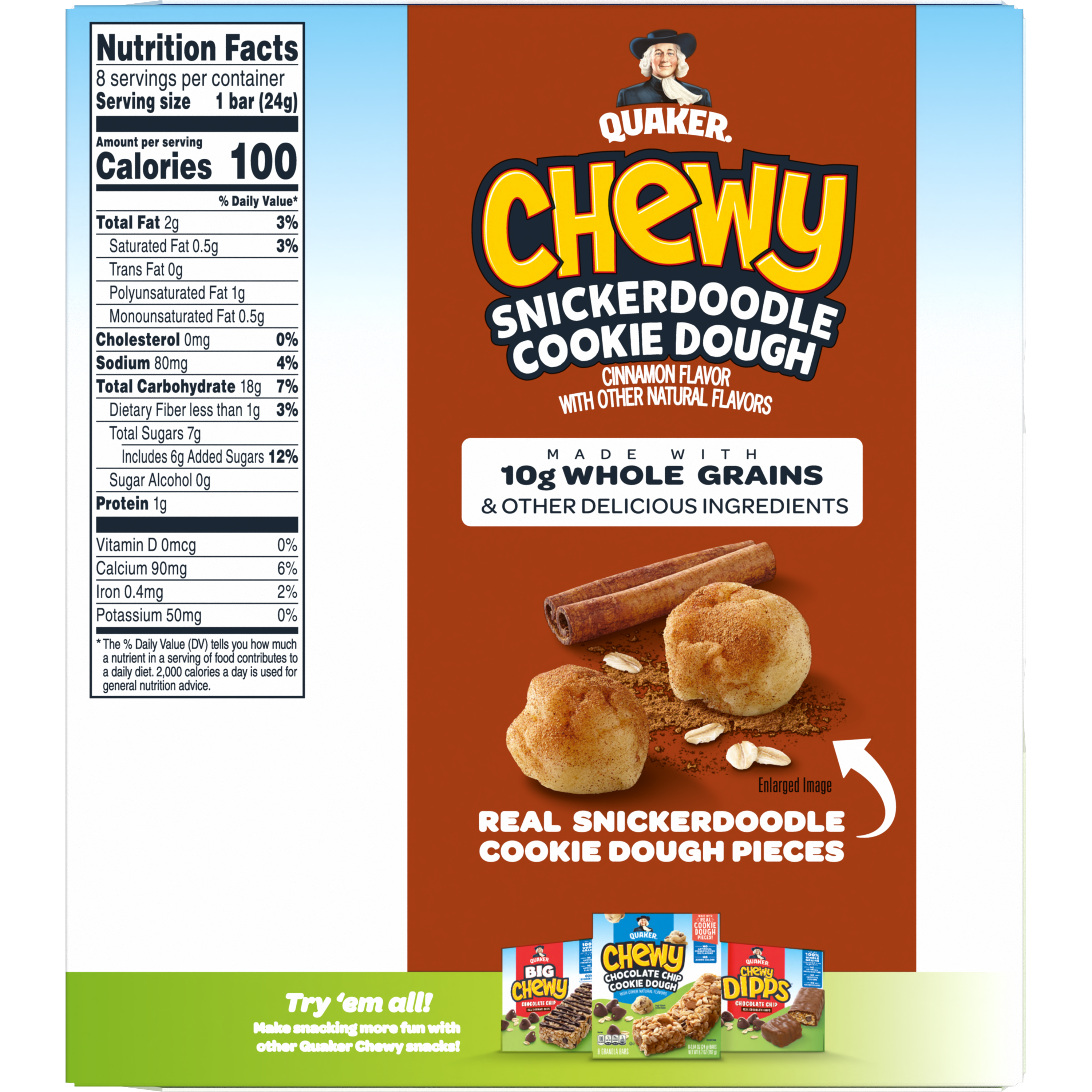 Quaker, Chewy, Snickerdoodle Cookie Dough, Cinnamon Flavor, Granola Bars thumbnail