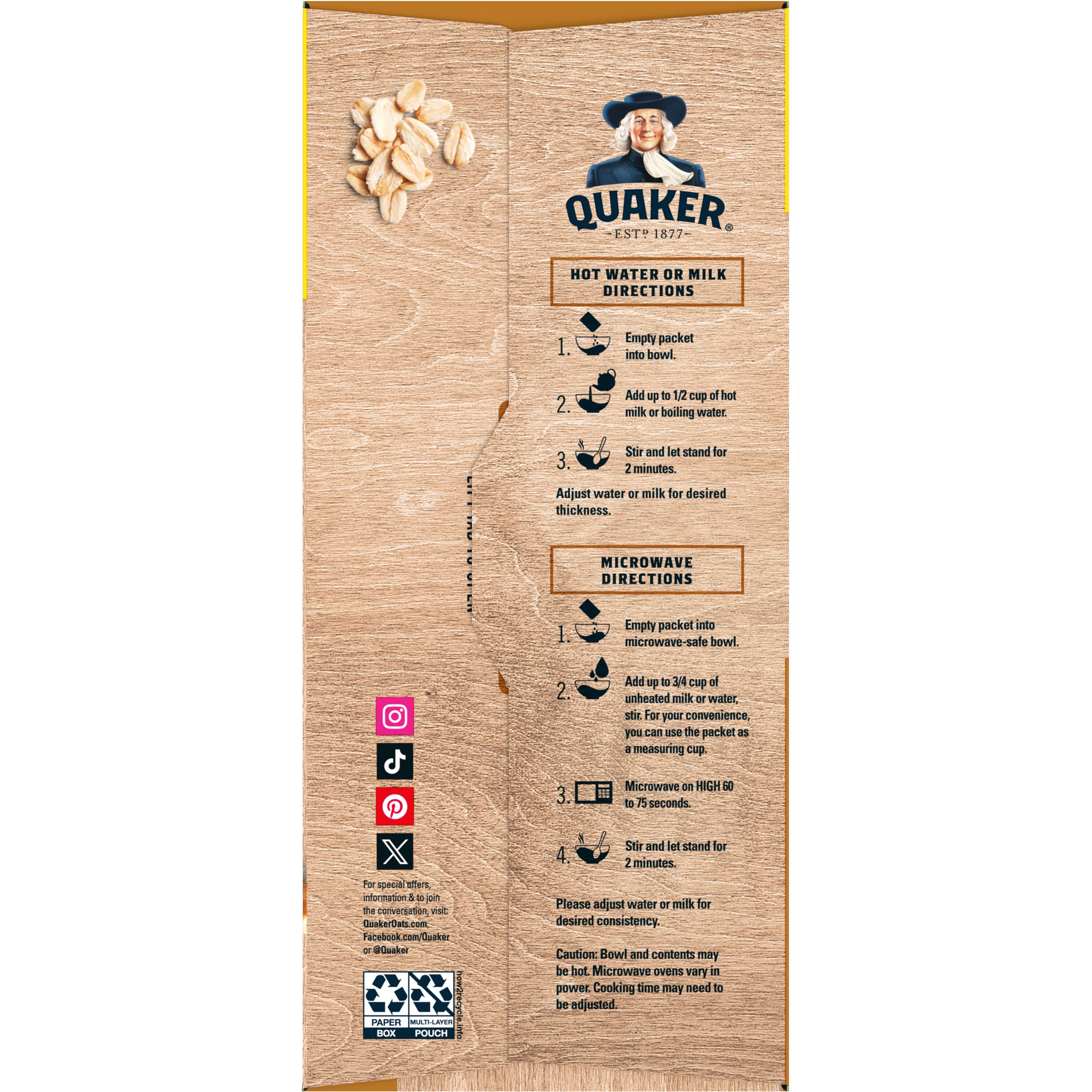 Quaker, Protein, Banana Nut Flavor, Instant Oatmeal thumbnail