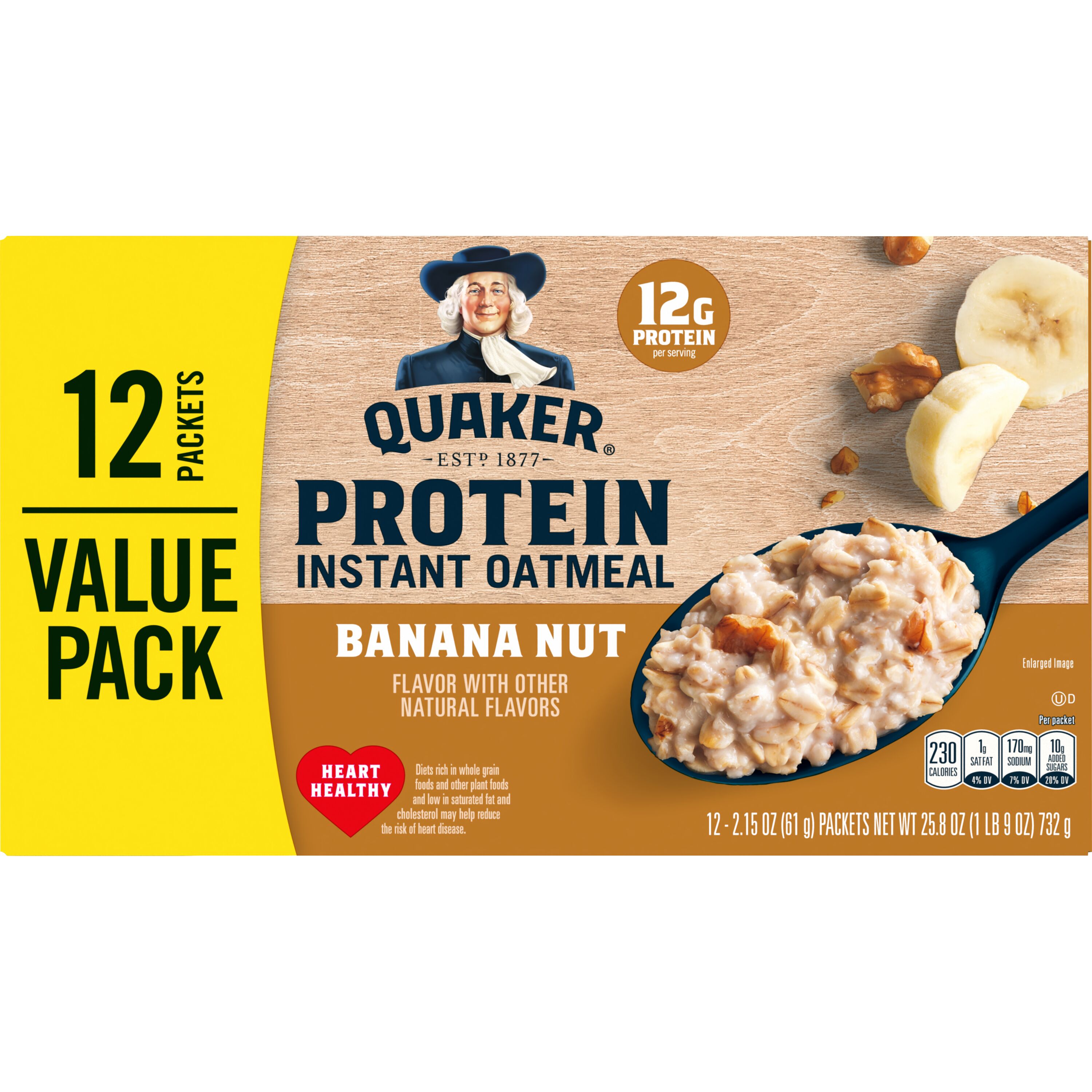 Quaker, Protein, Banana Nut Flavor, Instant Oatmeal thumbnail