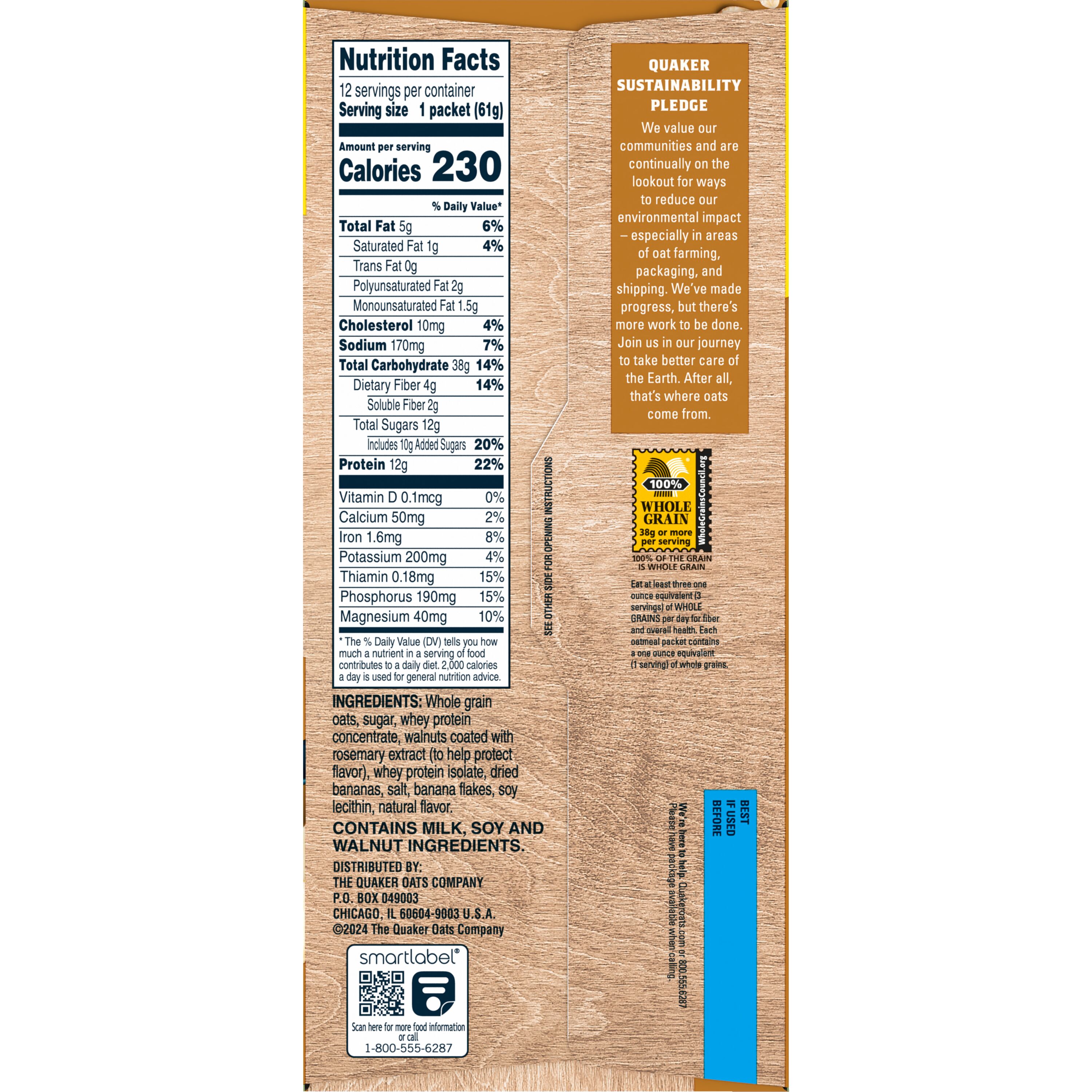 Quaker, Protein, Banana Nut Flavor, Instant Oatmeal thumbnail