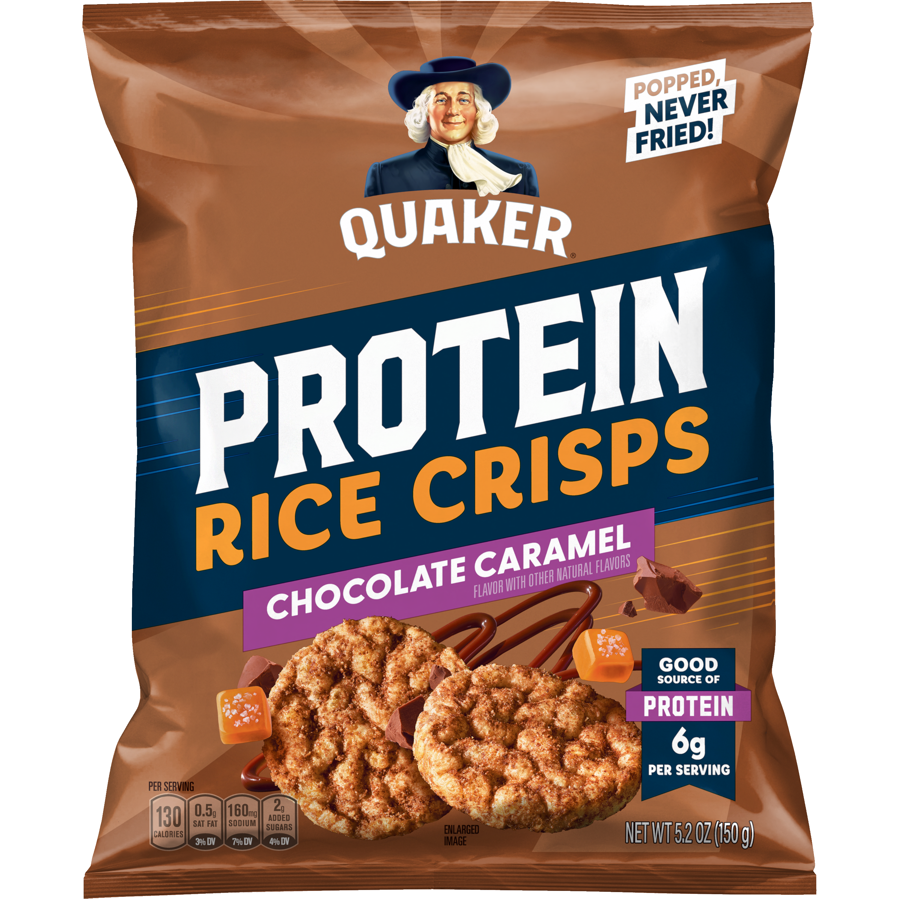 Quaker, Protein, Chocolate Caramel Flavor, Rice Crisps