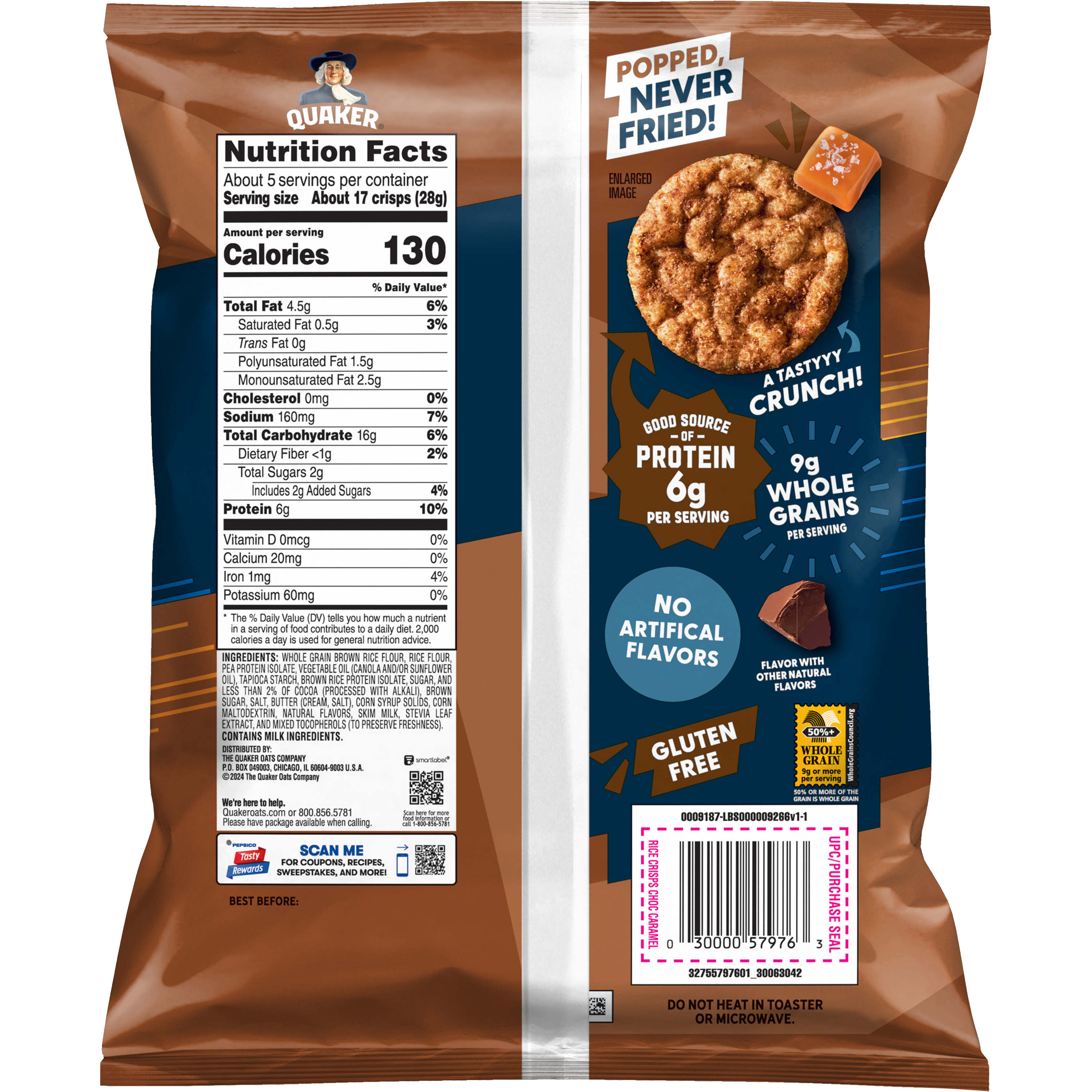 Quaker, Protein, Chocolate Caramel Flavor, Rice Crisps thumbnail