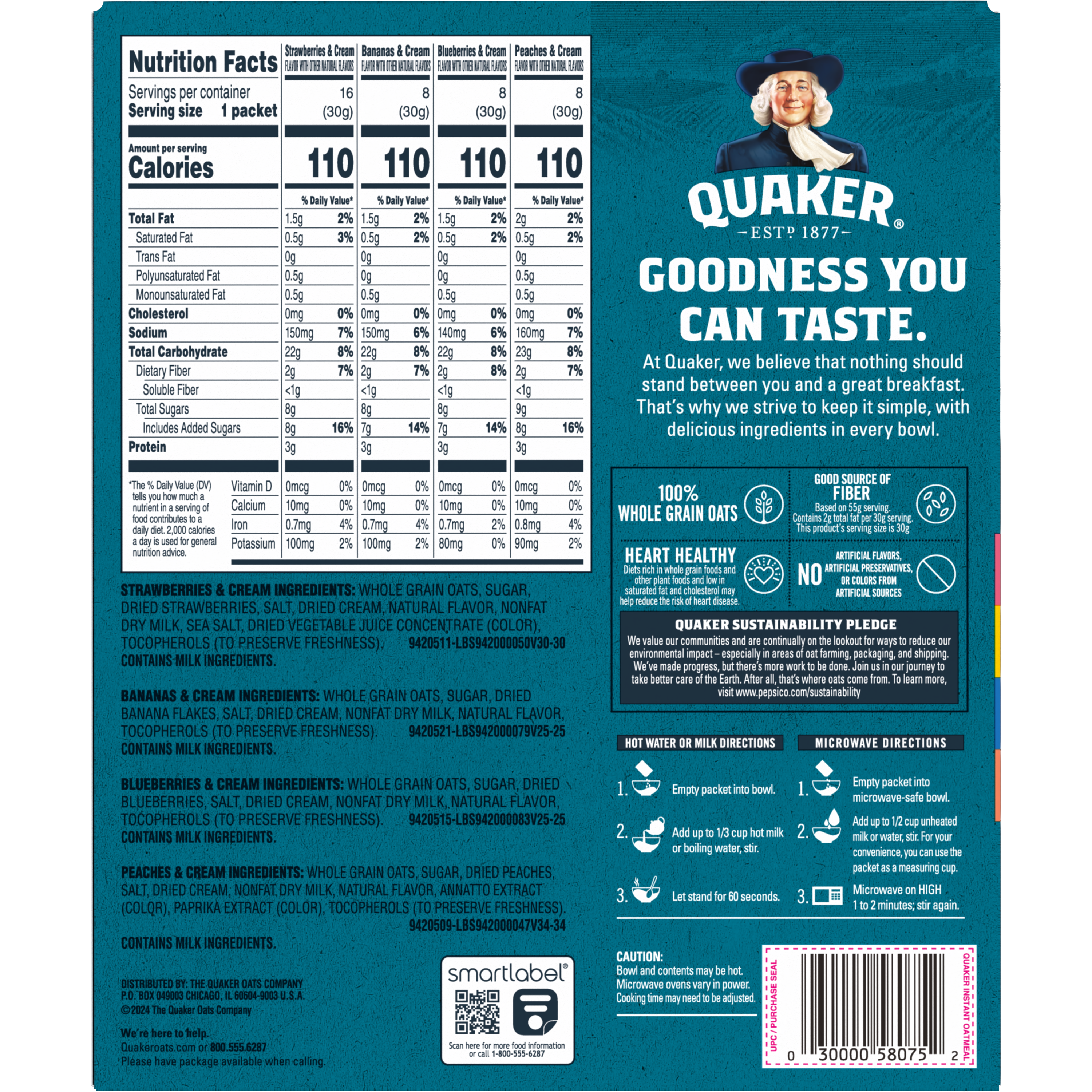 Quaker, Fruit & Cream Flavor Variety Mix, Instant Oatmeal thumbnail