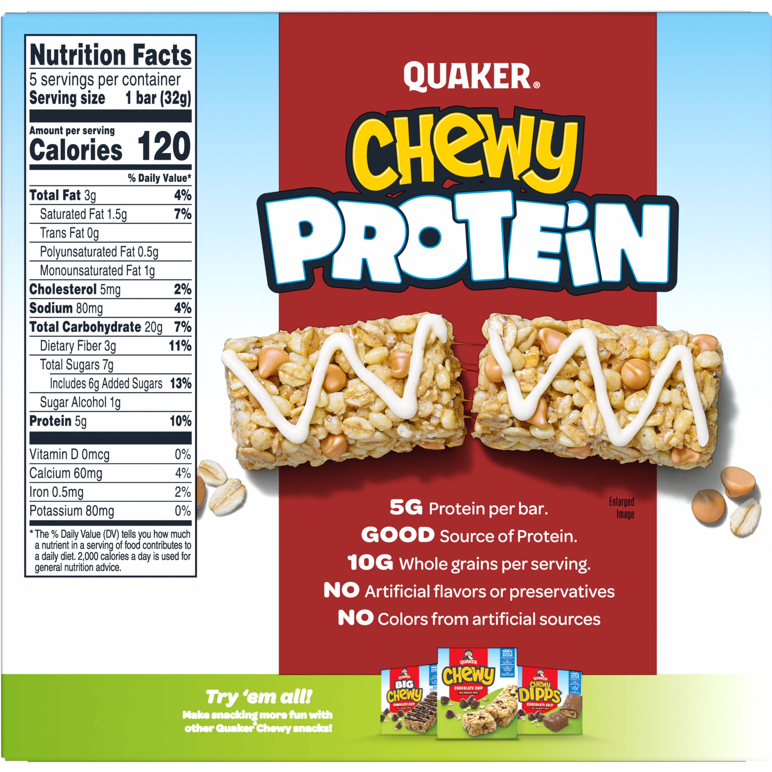 Quaker, Chewy Protein, Maple & Brown Sugar Flavor, Granola Bars thumbnail