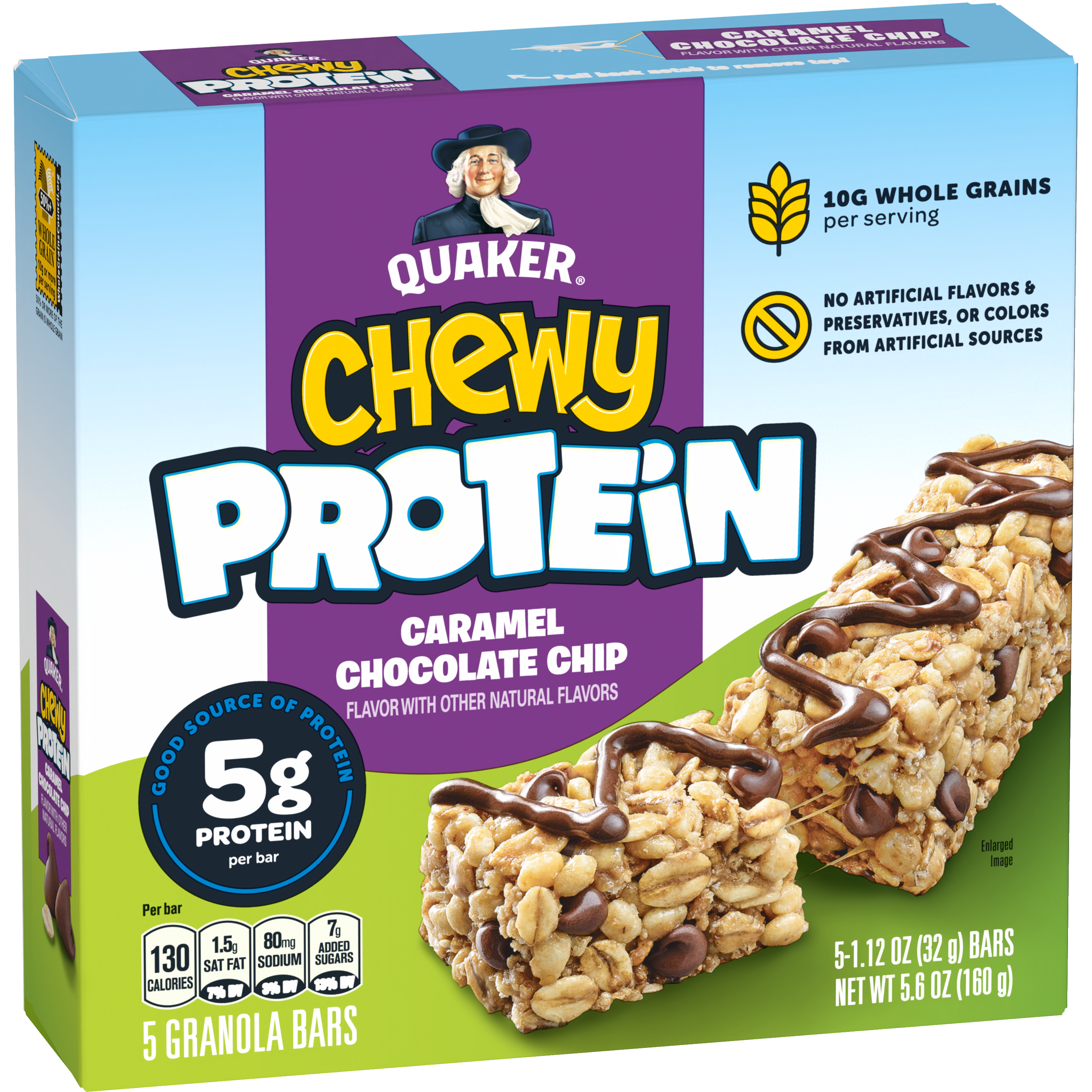 Quaker, Chewy Protein, Caramel Chocolate Chip Flavor, Granola Bars thumbnail