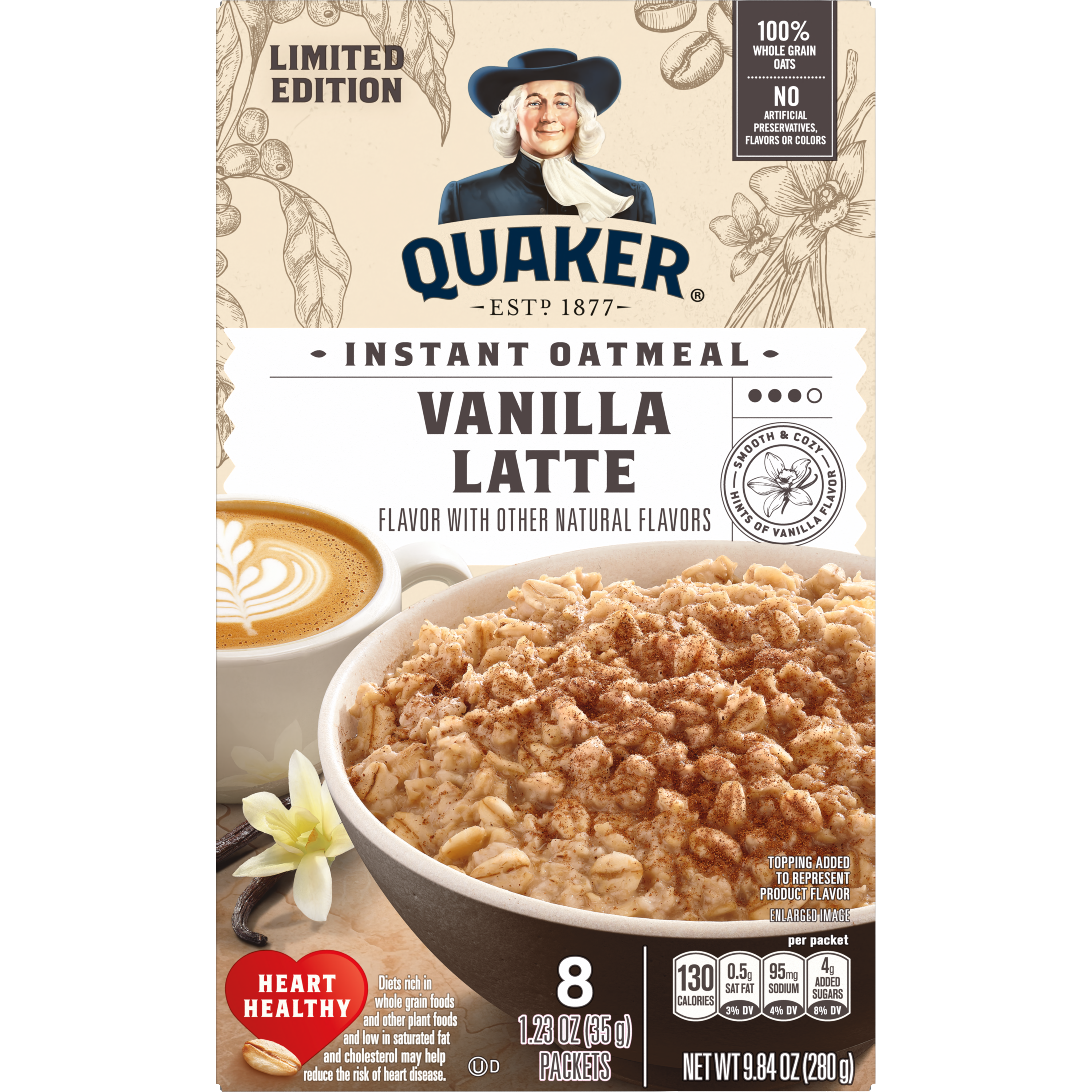 Quaker, Limited Edition, Vanilla Latte Flavor, Instant Oatmeal