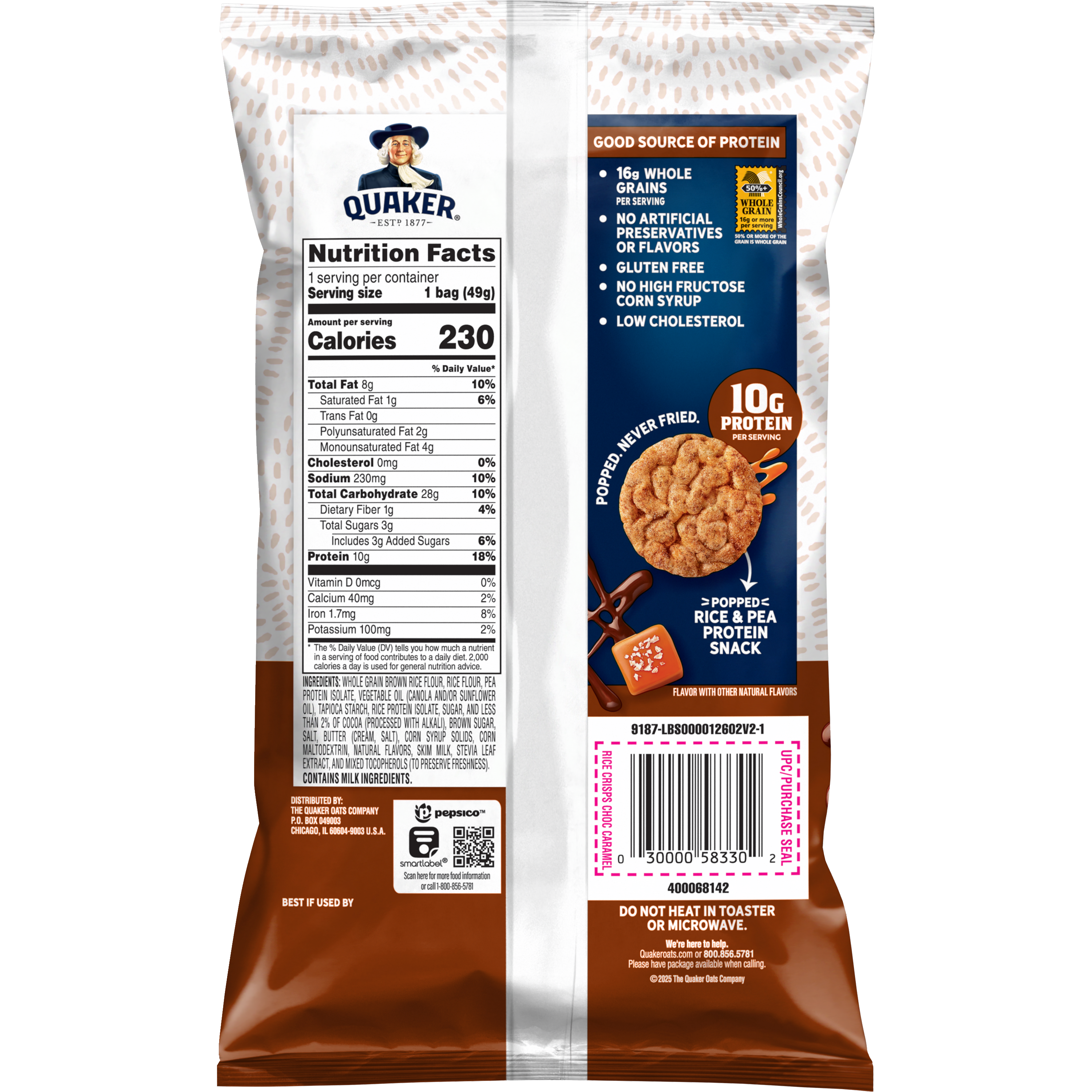 Quaker, Protein, Chocolate Caramel Flavor, Rice Crisps thumbnail
