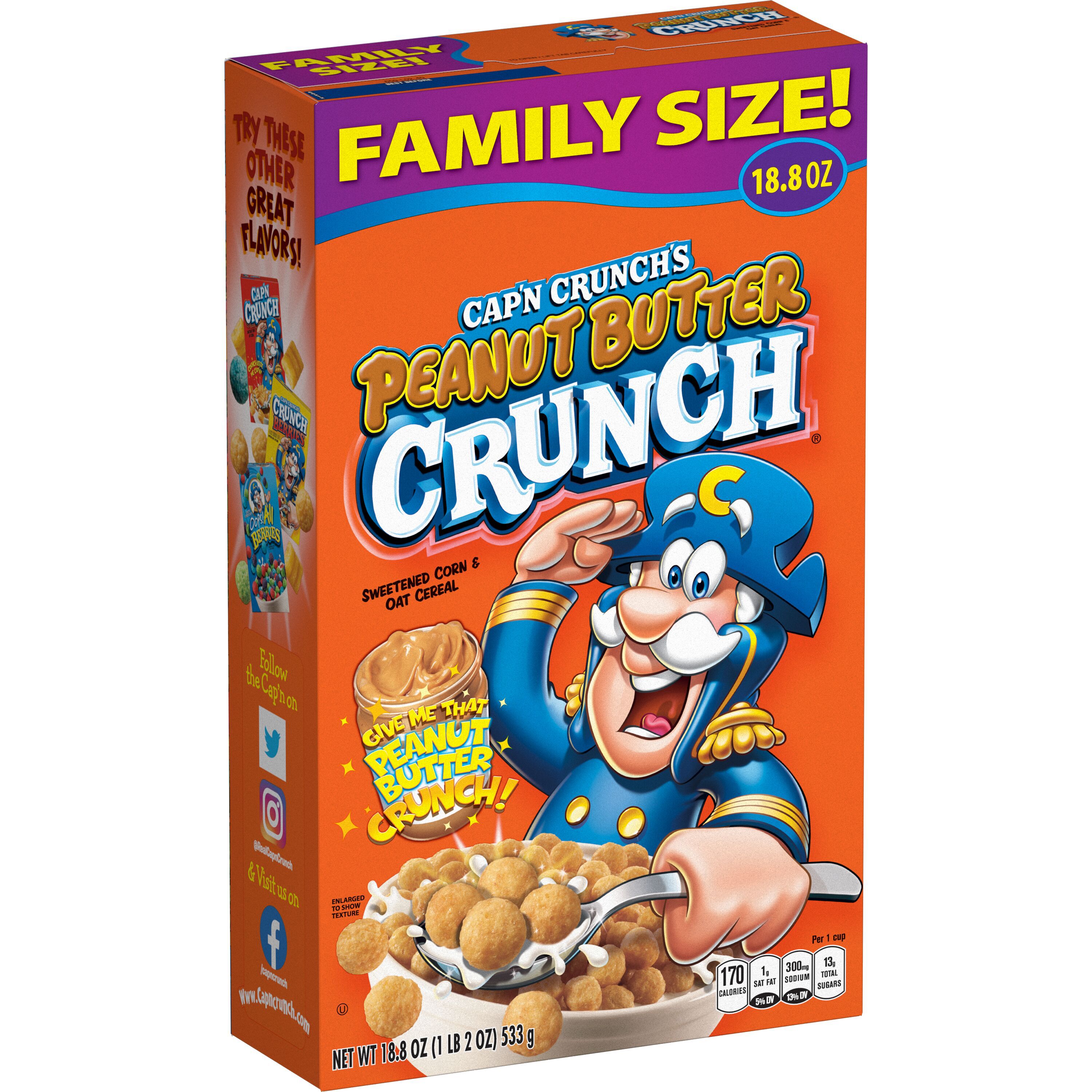 Cap'n Crunch's, Family Size, Peanut Butter Crunch, Sweetened Corn & Oat Cereal thumbnail