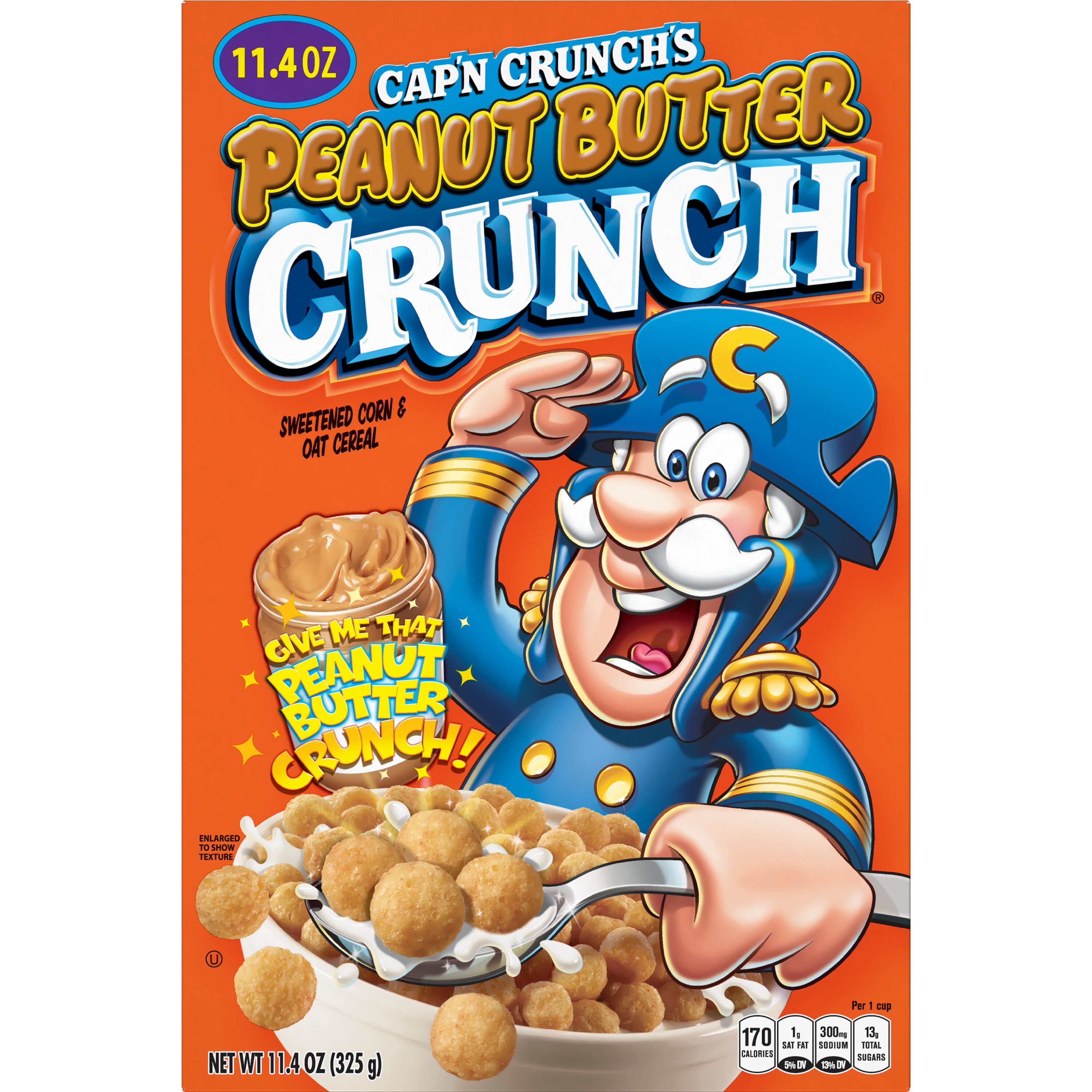 Cap'n Crunch's, Peanut Butter Crunch, Sweetened Corn & Oat Cereal
