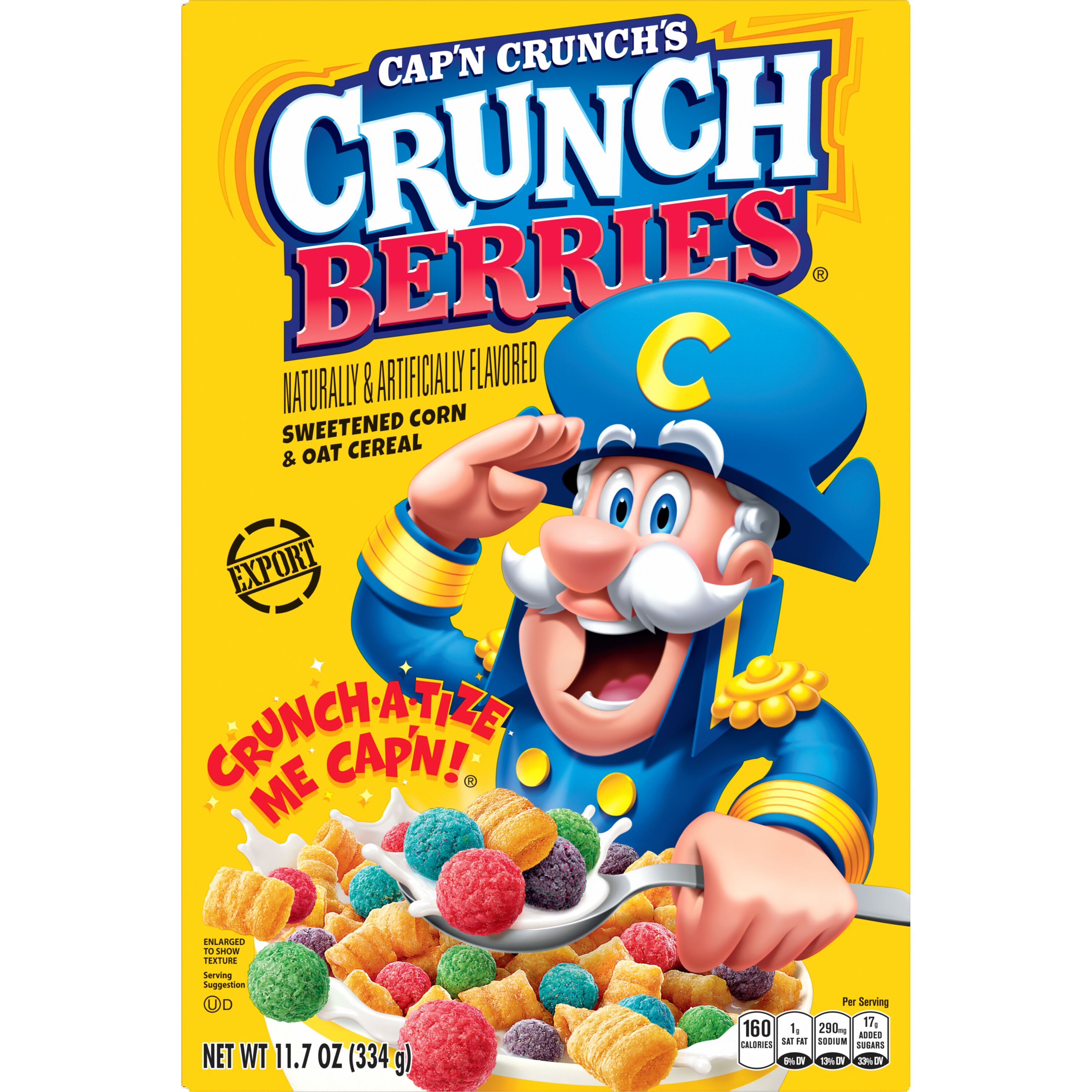 Cap'n Crunch's, Crunch Berries Naturally & Artificially Flavored, Sweetened Corn & Oat Cereal