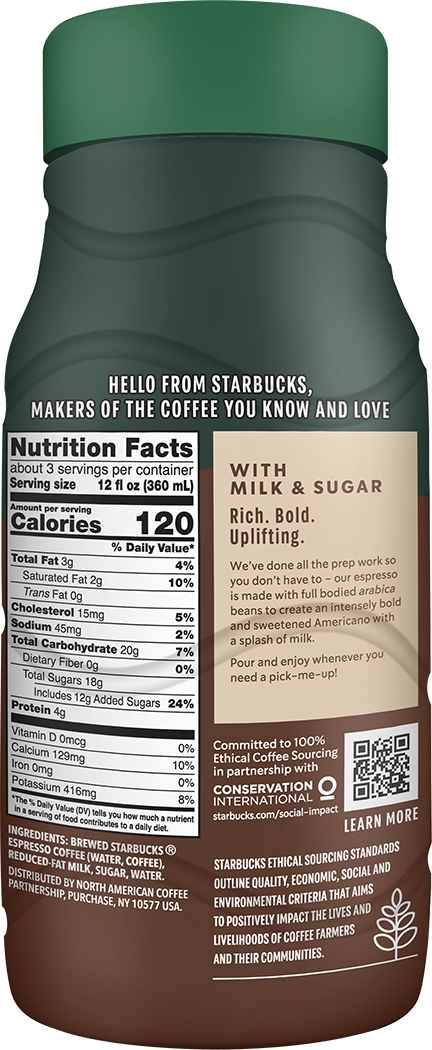 Starbucks, Espresso Americano With Milk & Sugar, Chilled Espresso Beverage thumbnail