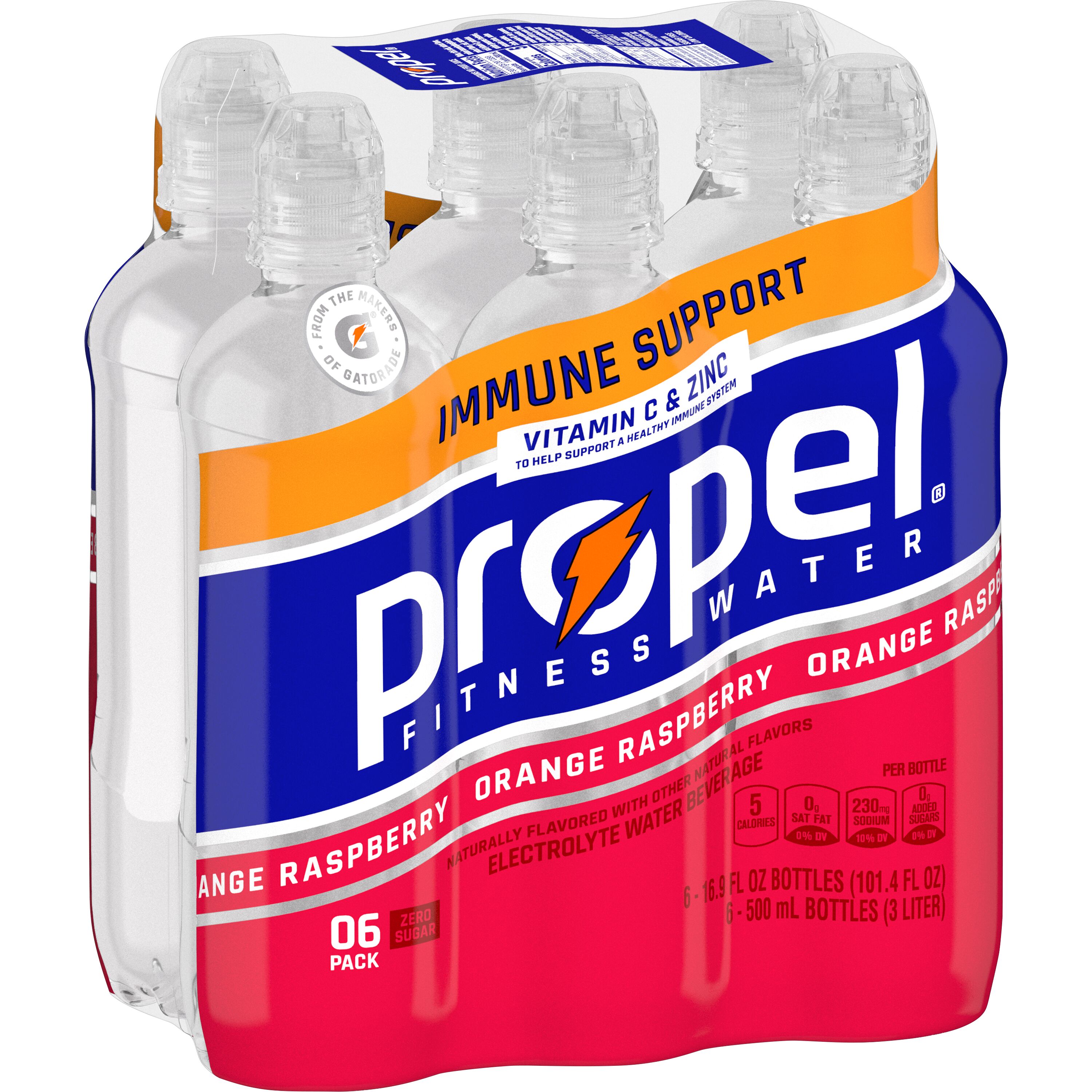 Propel, Orange Raspberry Flavored, Electrolyte Water Beverage