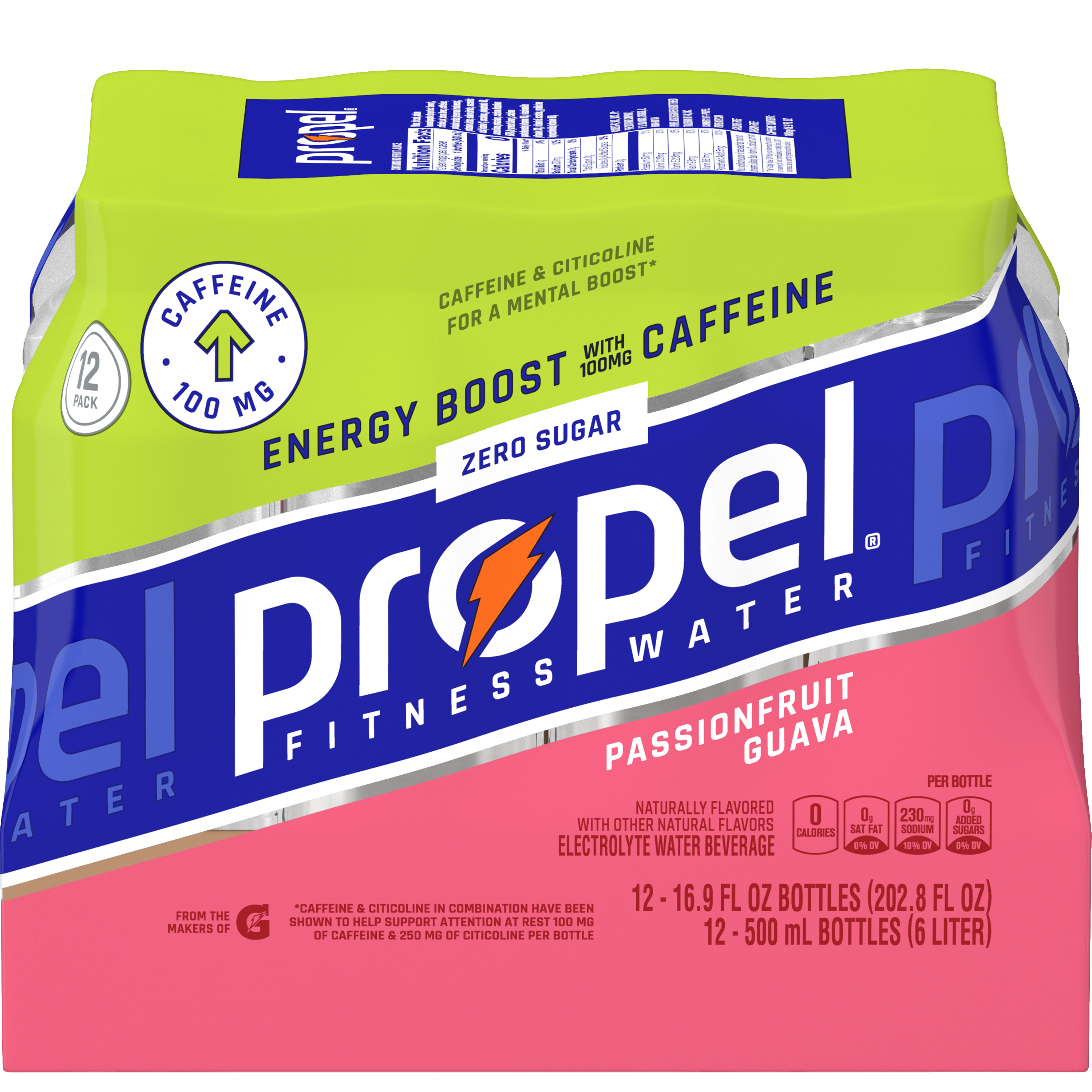 Propel, Zero Sugar, Passionfruit Guava Flavored, Electrolyte Water Beverage
