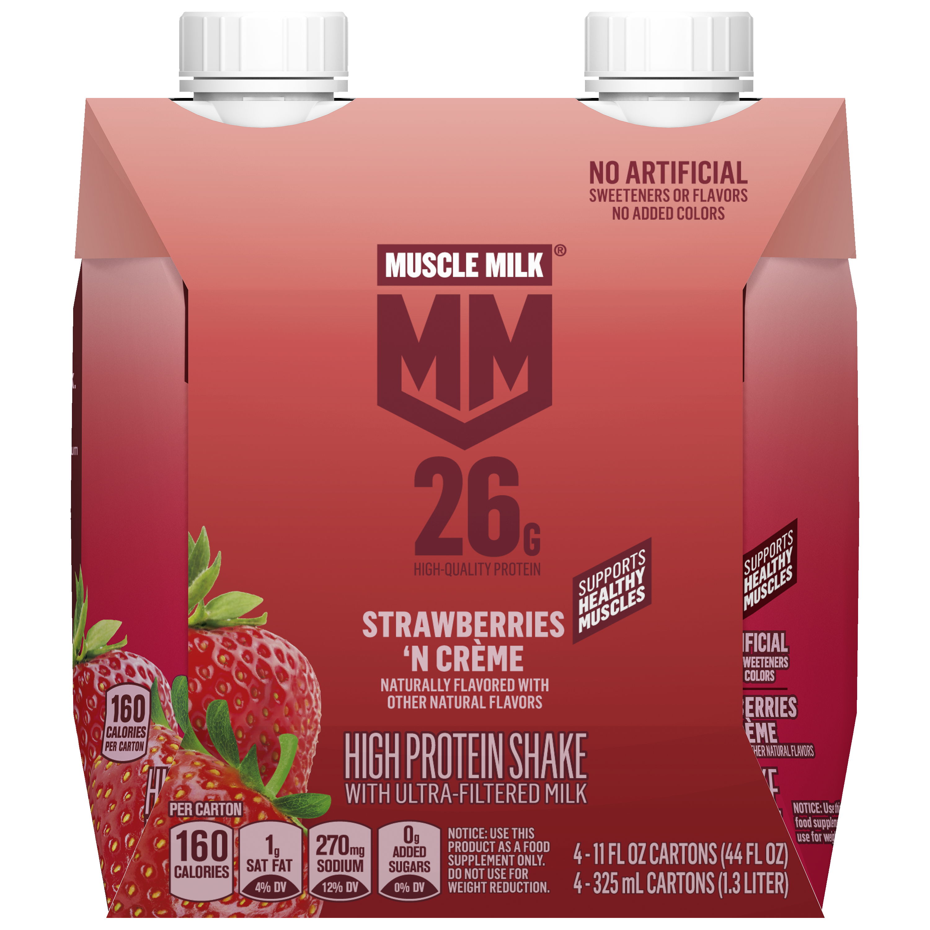 Muscle Milk, Strawberries 'N Creme Flavored, High Protein Shake