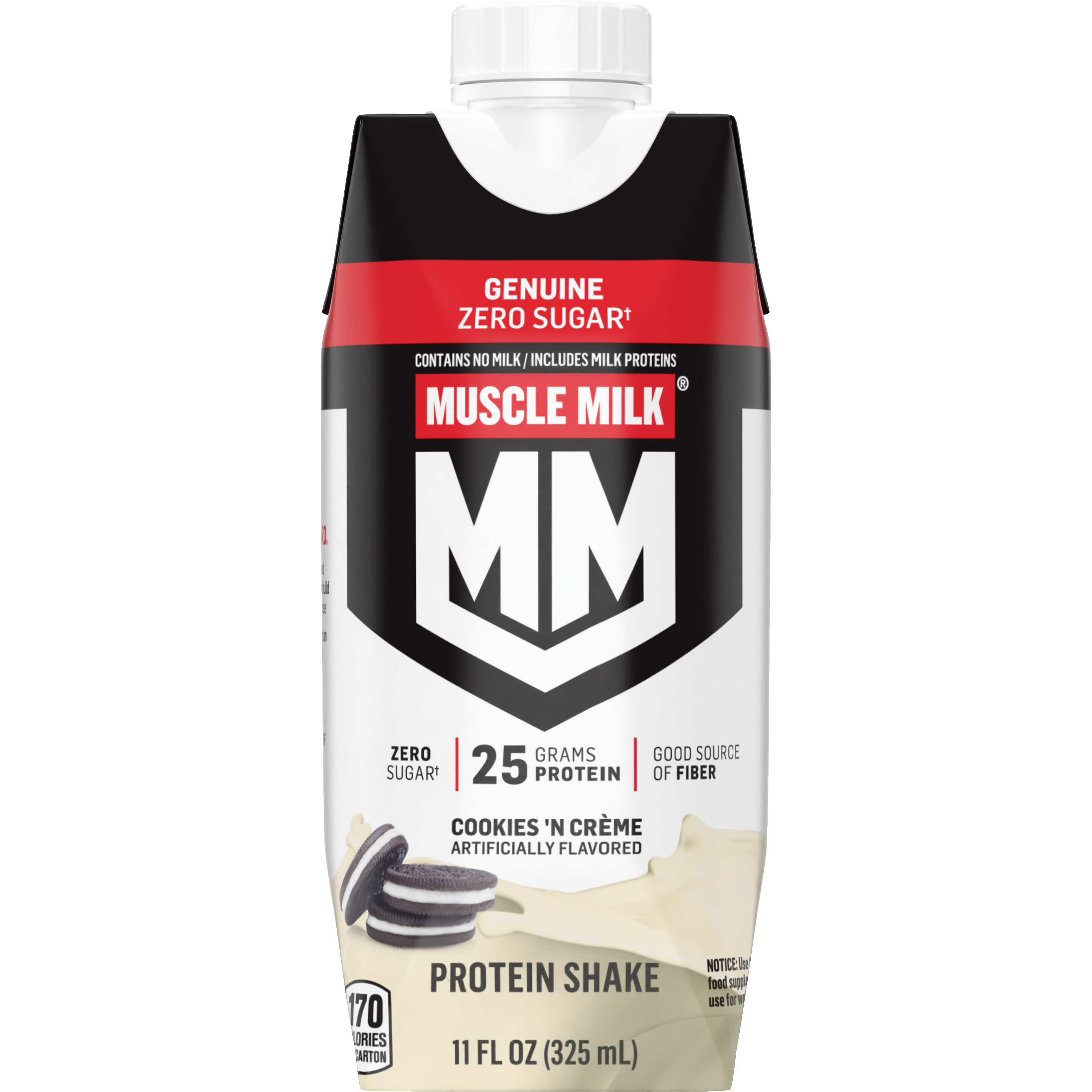 Muscle Milk, Zero Sugar, Genuine, Cookies 'N Creme Artificially Flavored, Protein Shake