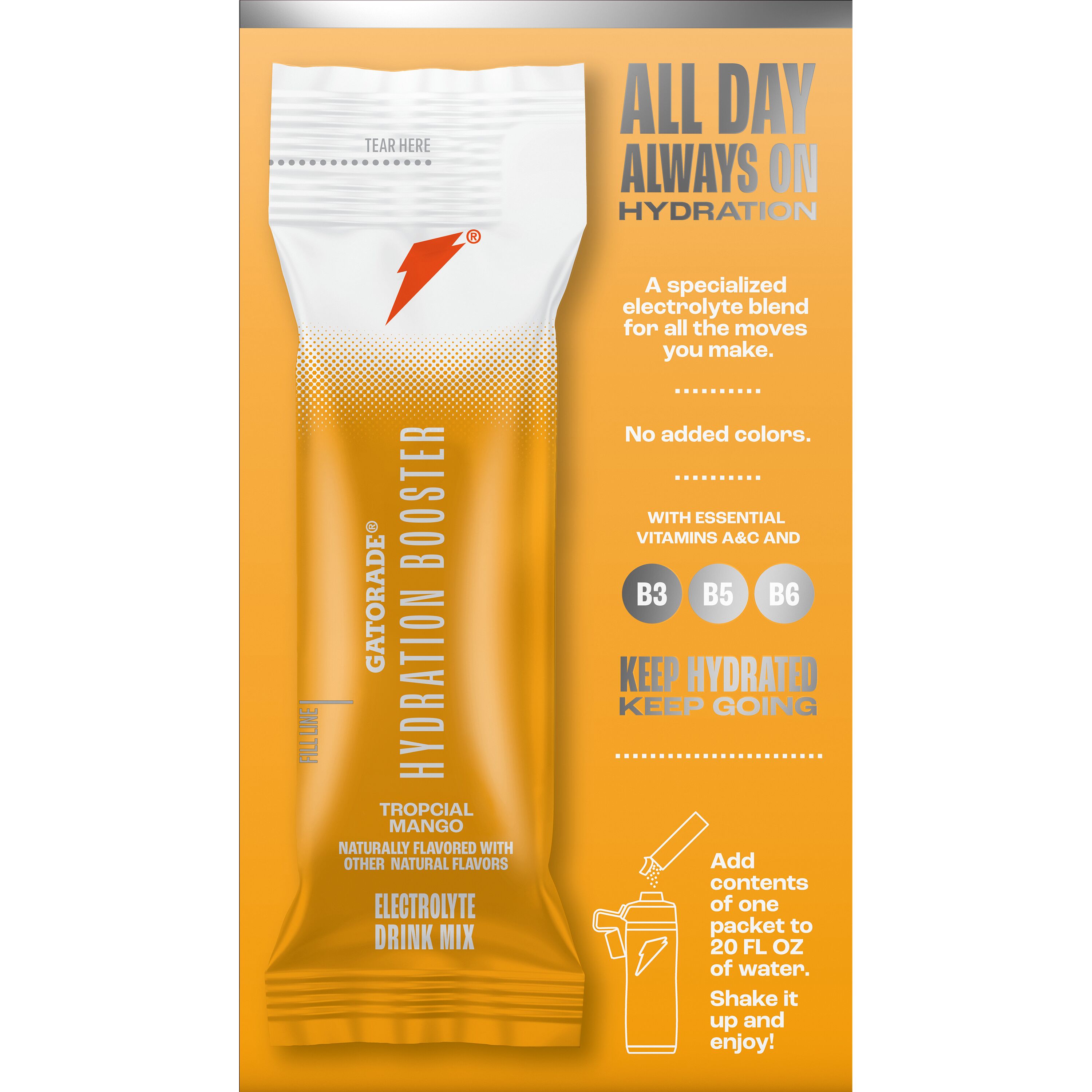 Gatorade, Hydration Booster, Tropical Mango Flavored, Electrolyte Drink Mix thumbnail
