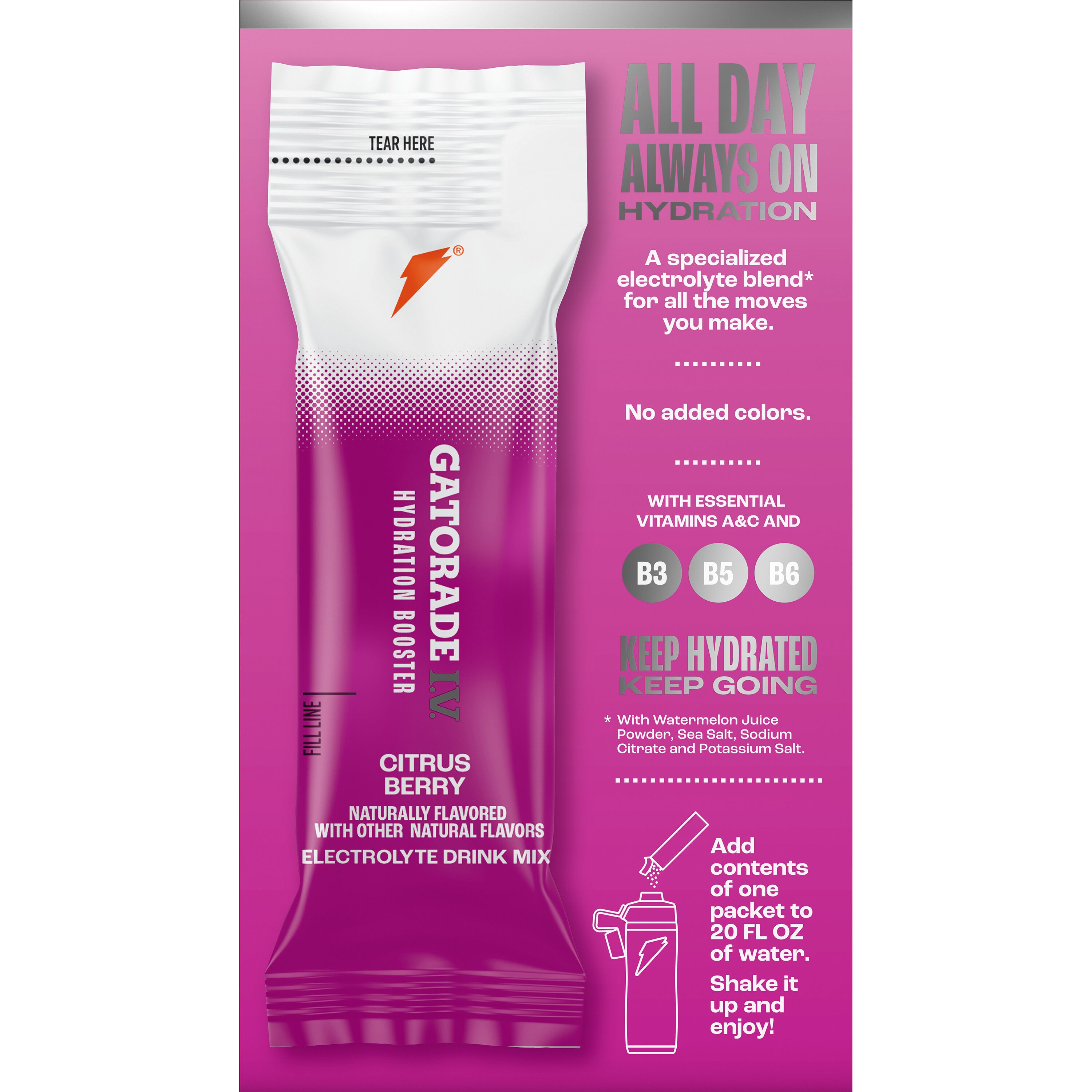 Gatorade, I.V. Hydration Booster, Citrus Berry Flavored, Electrolyte Drink Mix thumbnail