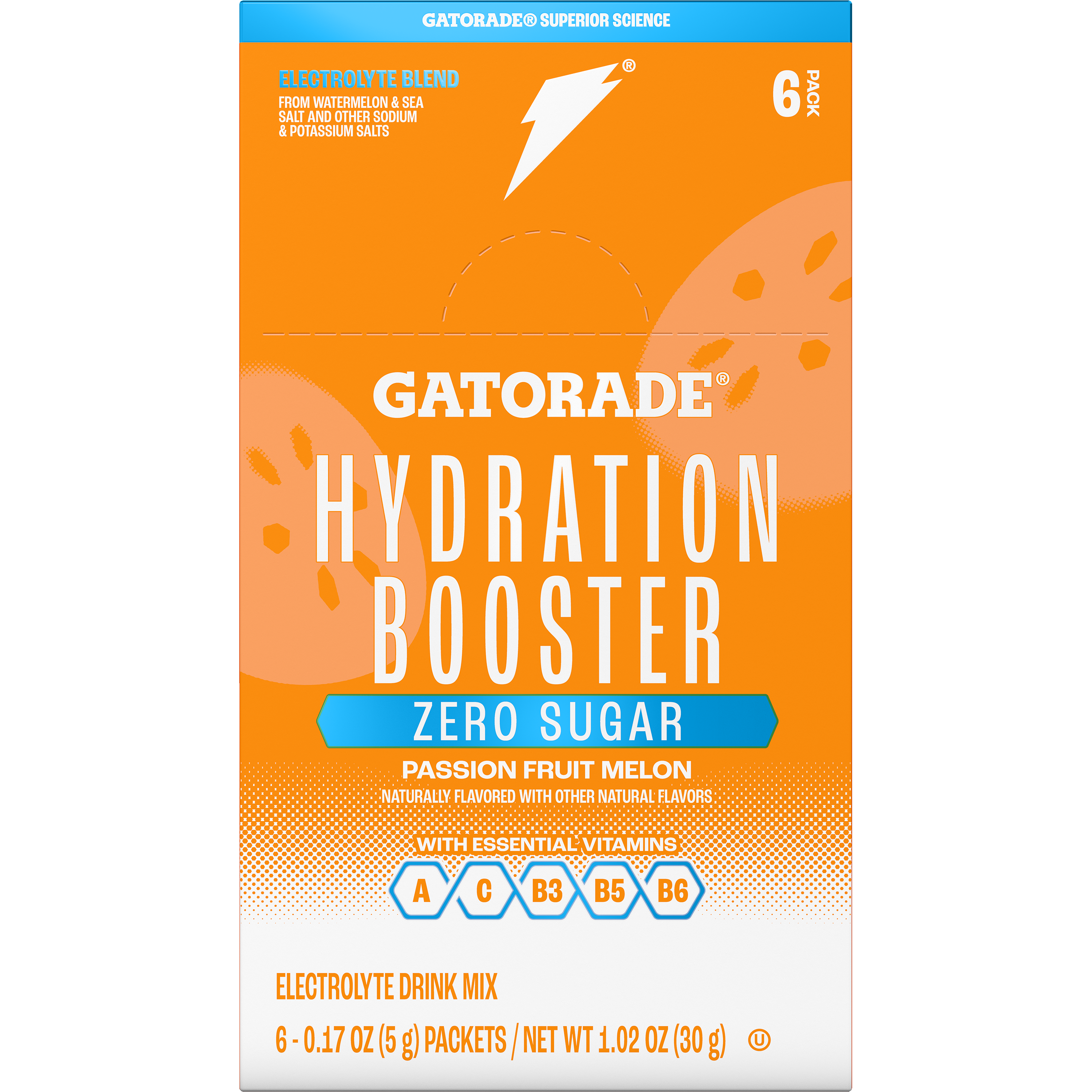 Gatorade, Zero Sugar, Hydration Booster, Passion Fruit Melon Flavored, Electrolyte Drink Mix