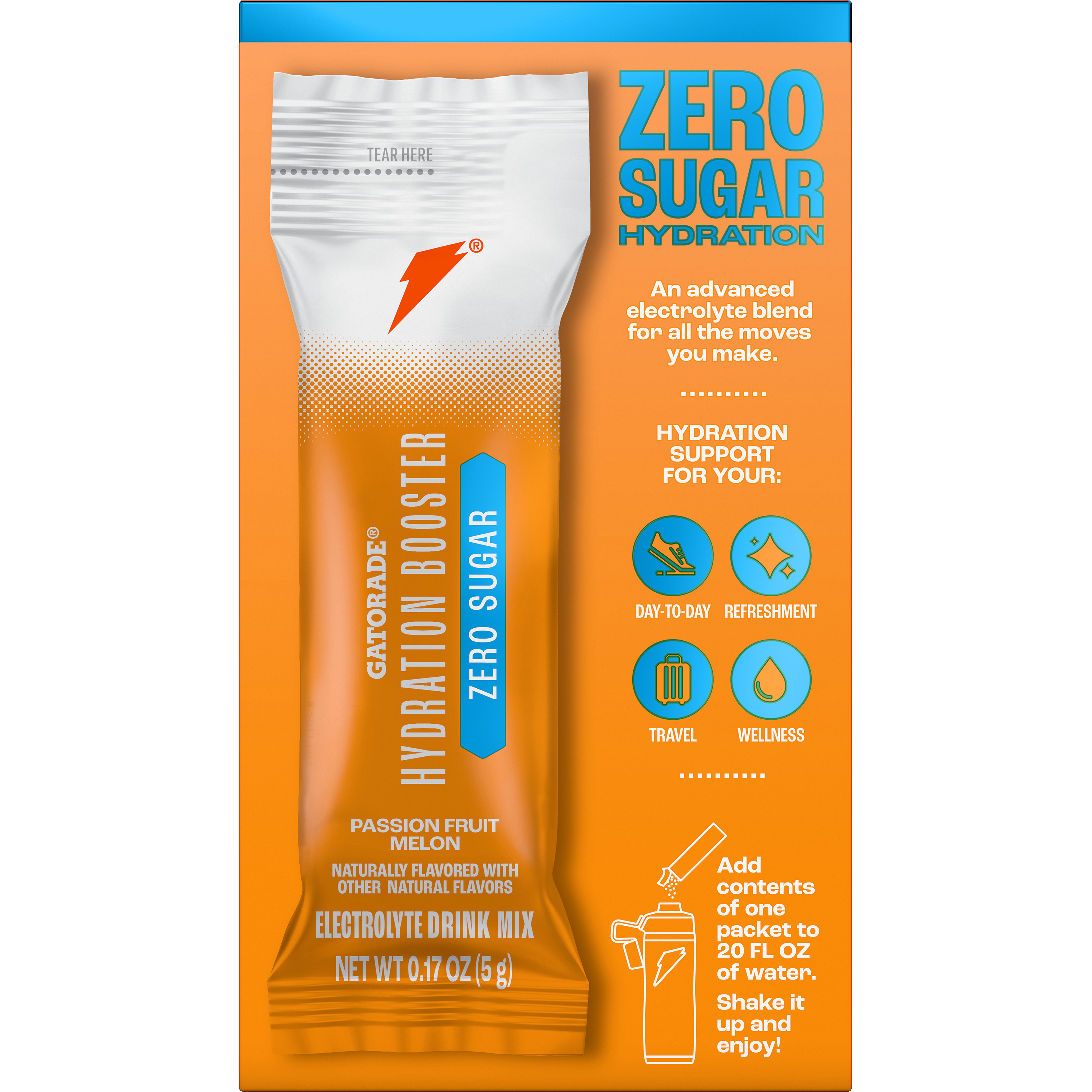 Gatorade, Zero Sugar, Hydration Booster, Passion Fruit Melon Flavored, Electrolyte Drink Mix thumbnail