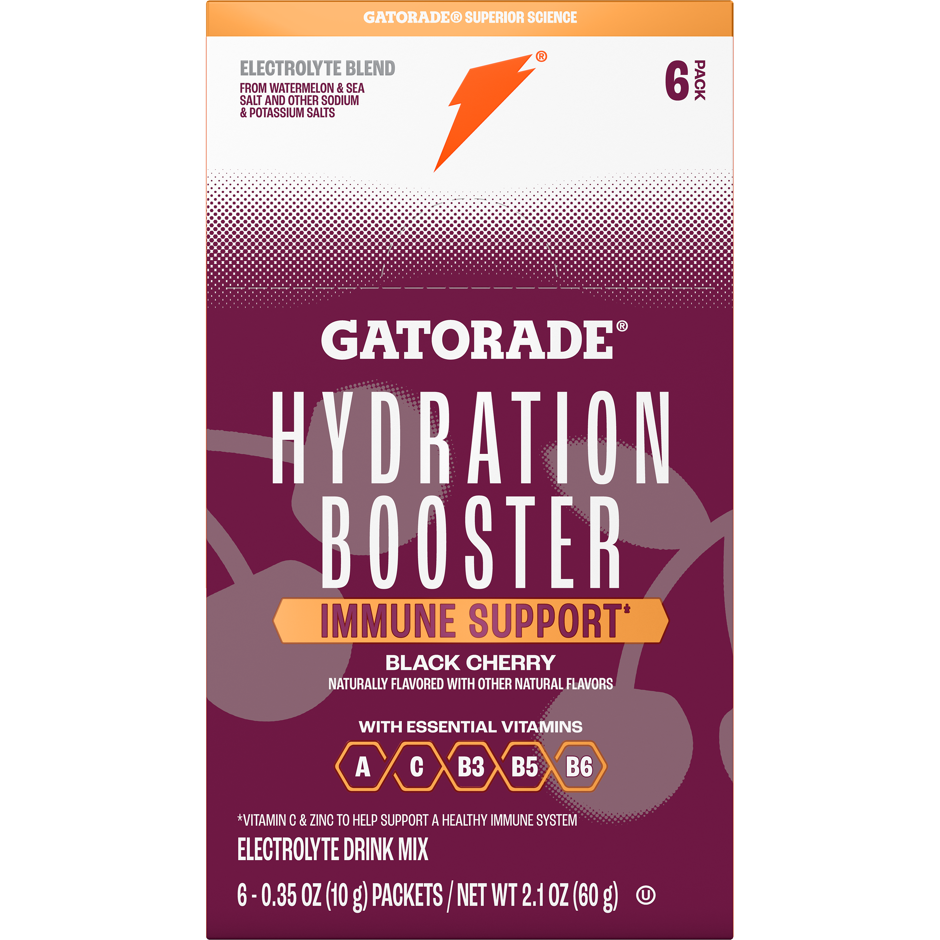 Gatorade, Hydration Booster, Black Cherry Flavored, Electrolyte Drink Mix