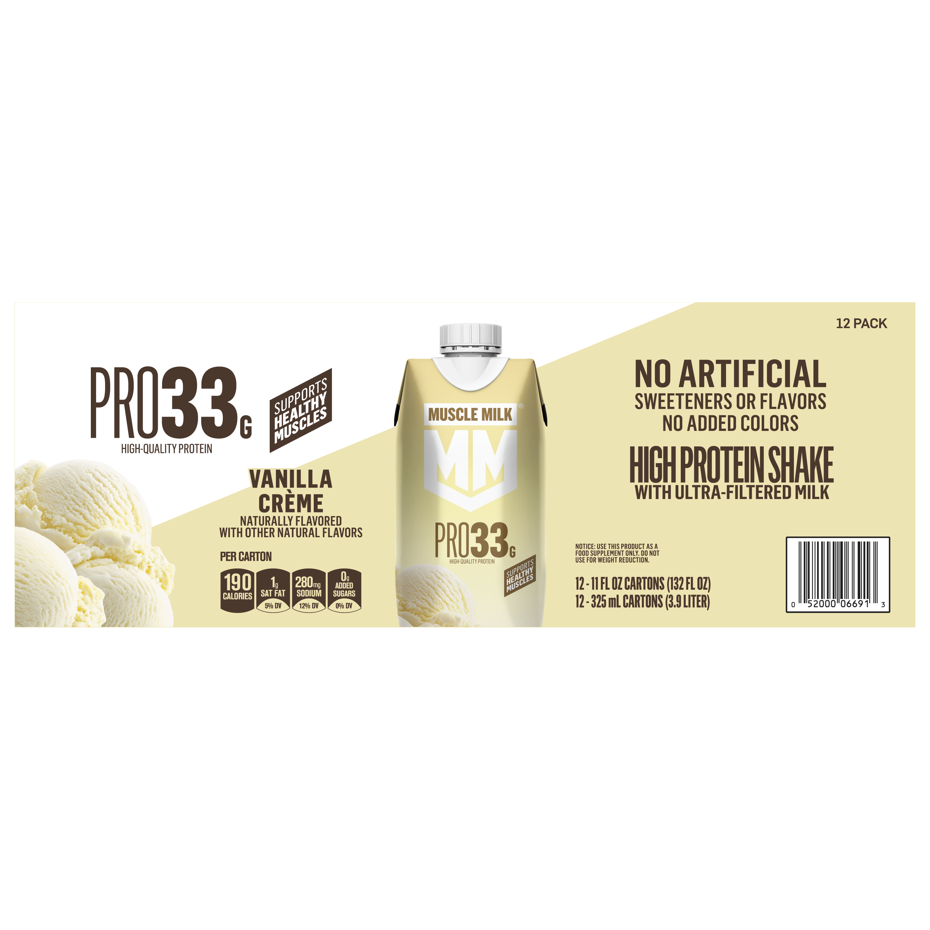 Muscle Milk, Pro33, Vanilla Creme Flavored, High Protein Shake thumbnail