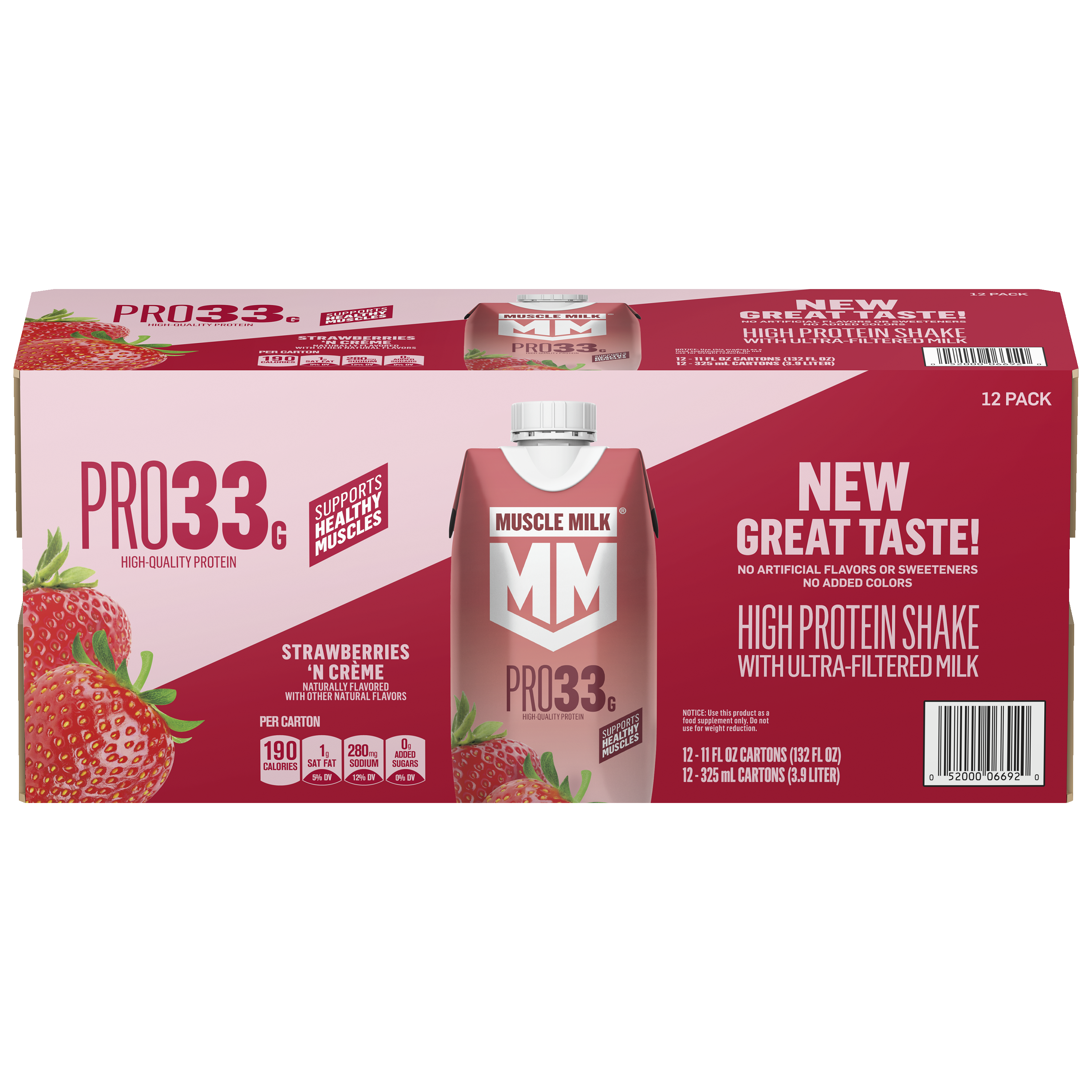Muscle Milk, Pro33, Strawberries 'N Creme Flavored, High Protein Shake thumbnail