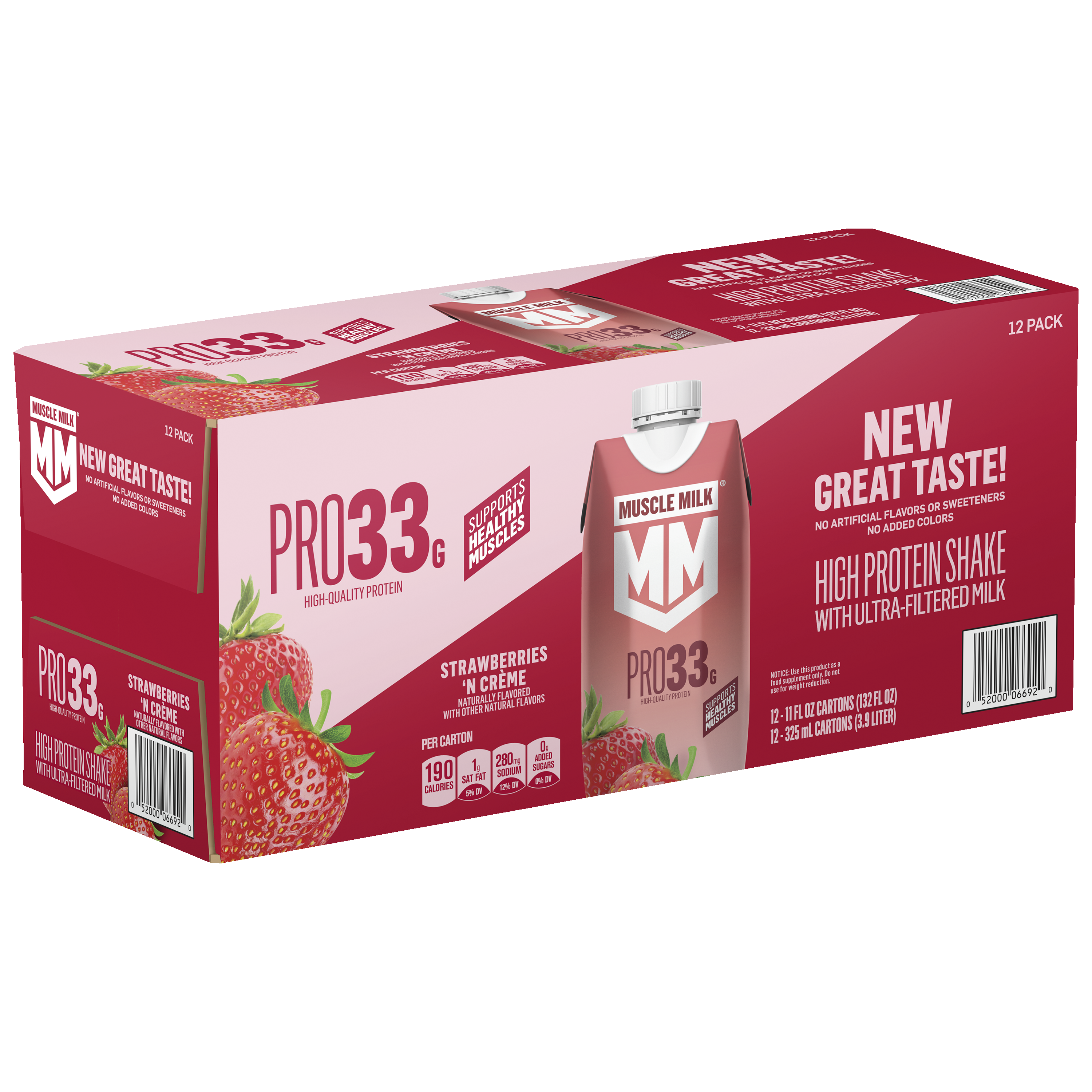 Muscle Milk, Pro33, Strawberries 'N Creme Flavored, High Protein Shake thumbnail