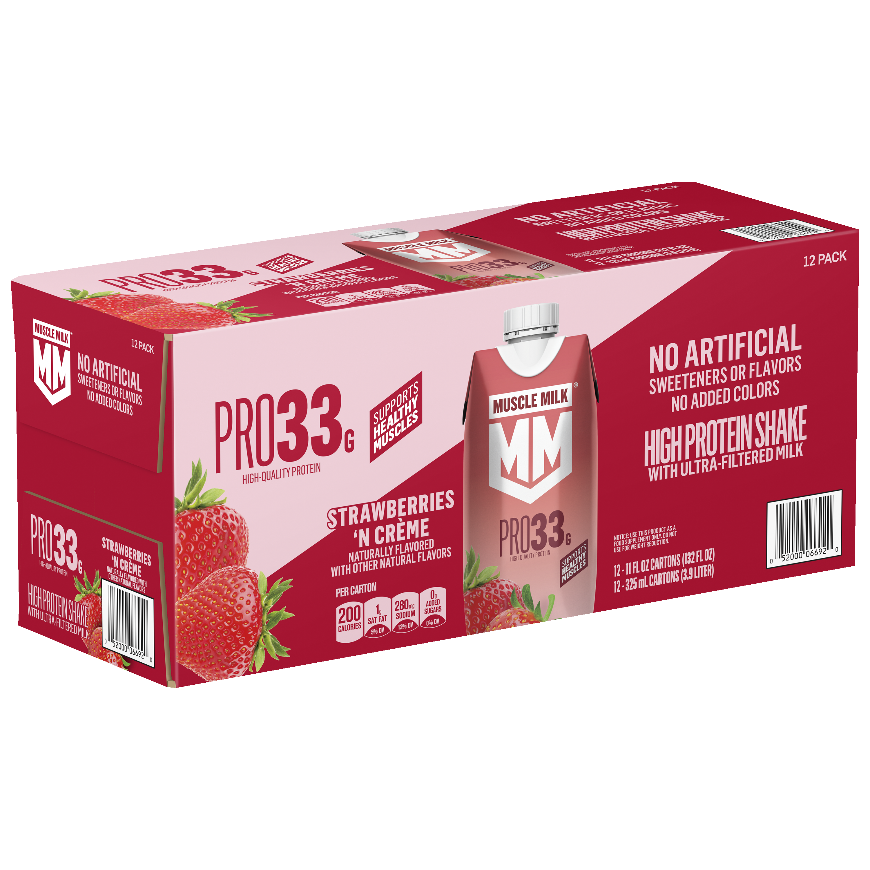 Muscle Milk, Pro33, Strawberries 'N Creme Flavored, High Protein Shake thumbnail