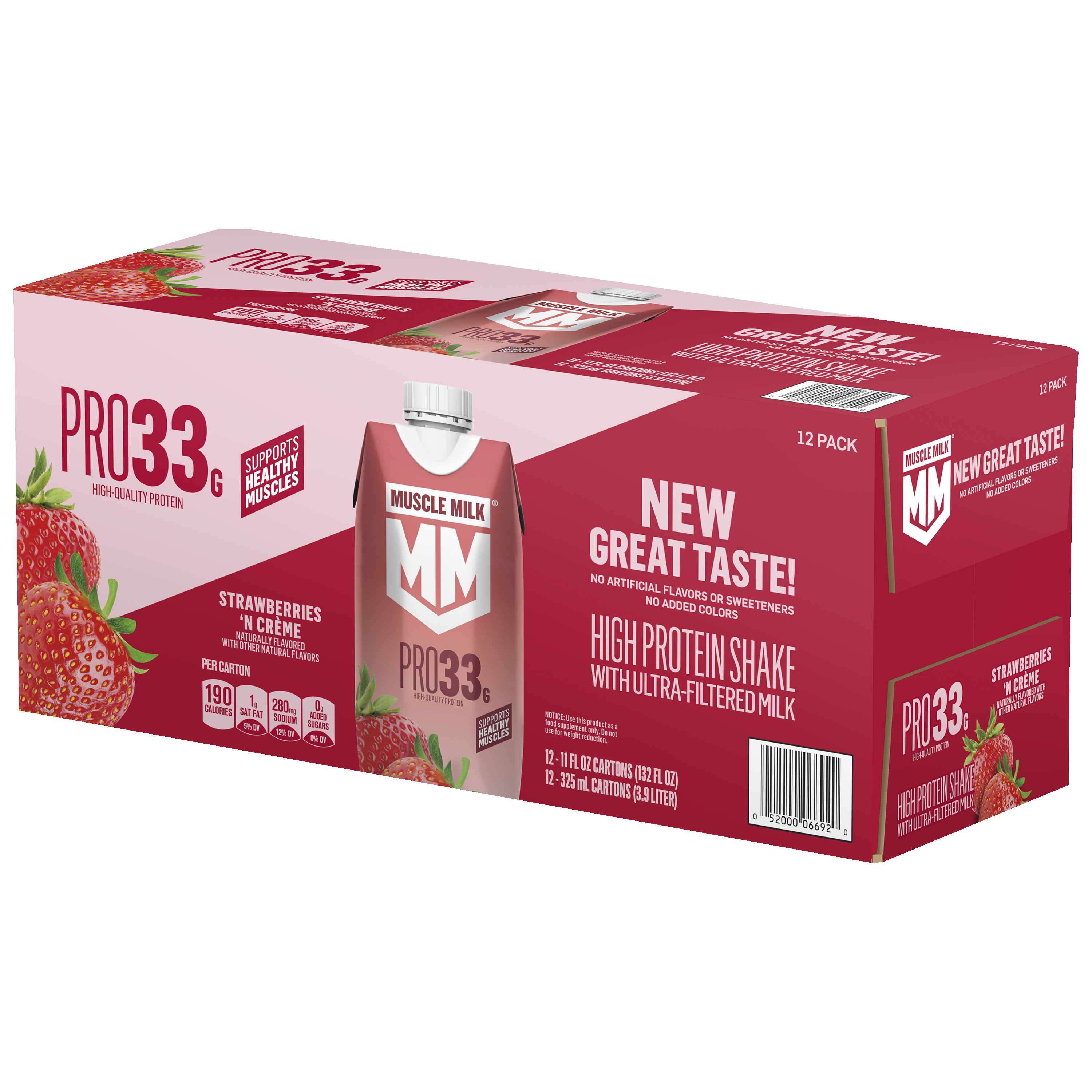 Muscle Milk, Pro33, Strawberries 'N Creme Flavored, High Protein Shake thumbnail