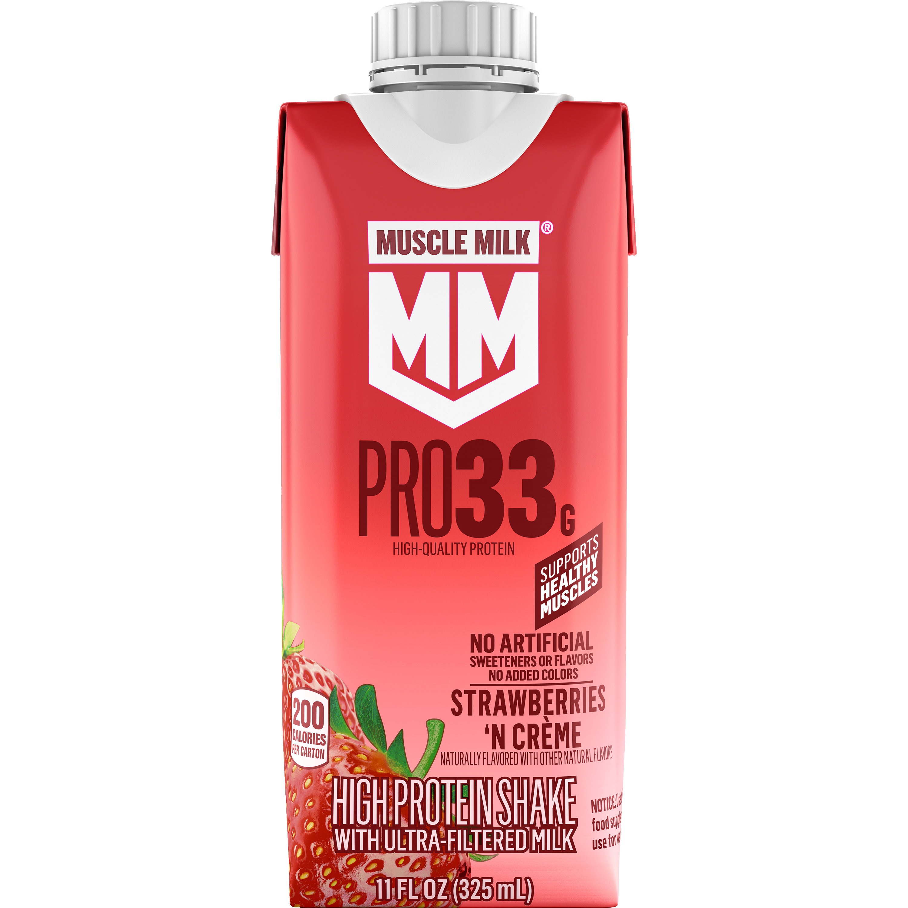 Muscle Milk, Pro33, Strawberries 'N Creme Flavored, High Protein Shake