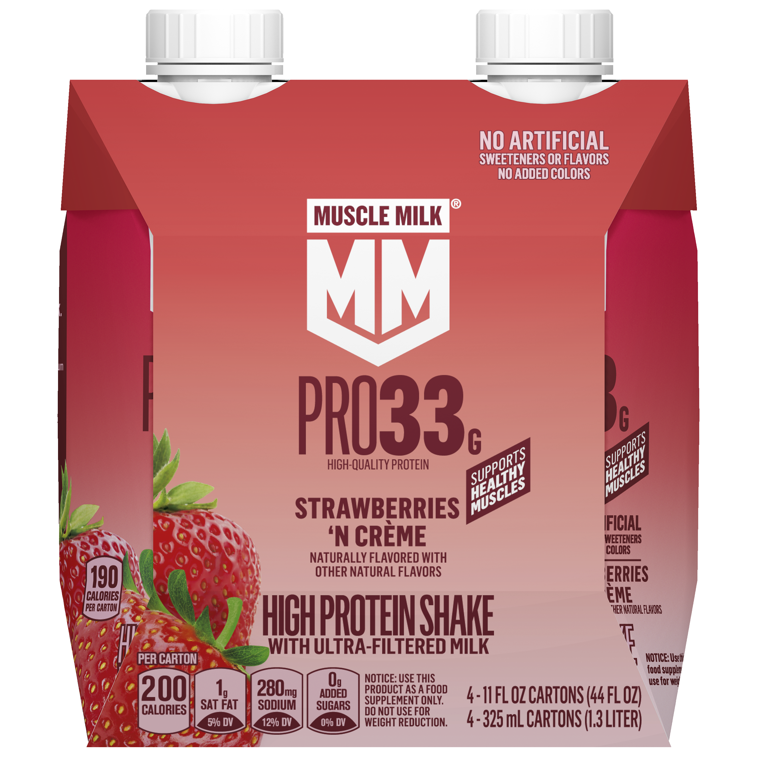 Muscle Milk, Pro33, Strawberries 'N Creme Flavored, High Protein Shake