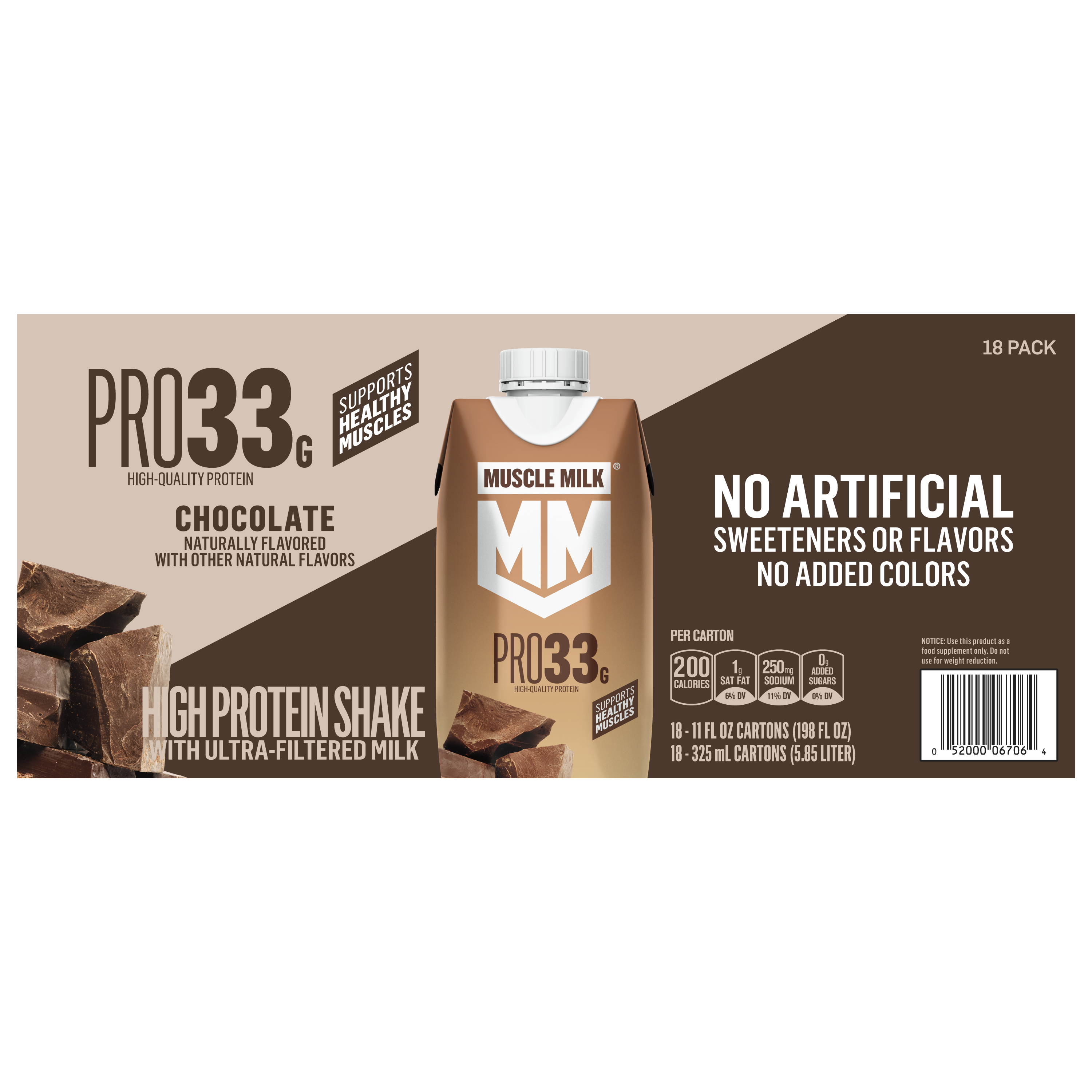 Muscle Milk, Pro33, Chocolate Flavored, High Protein Shake