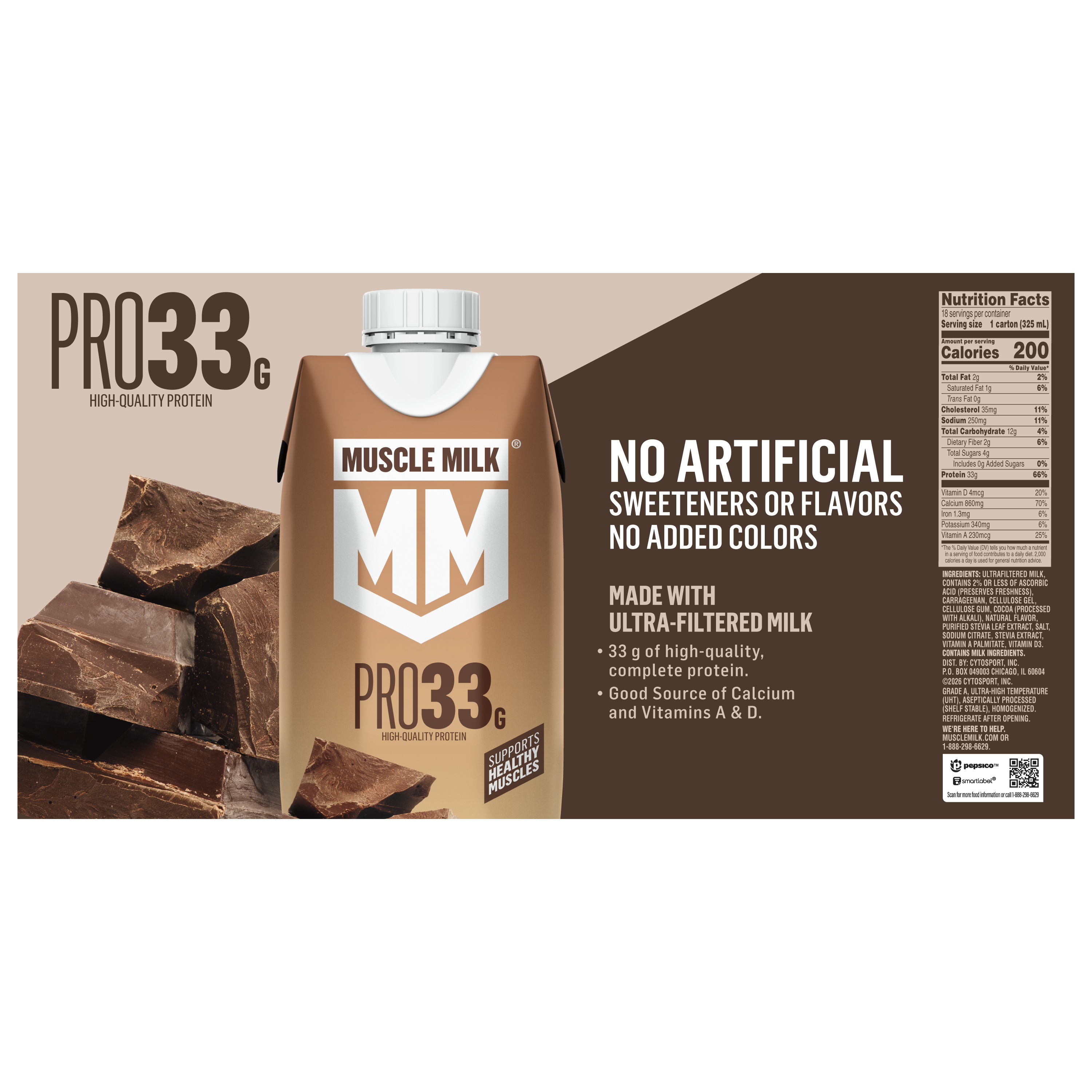 Muscle Milk, Pro33, Chocolate Flavored, High Protein Shake thumbnail