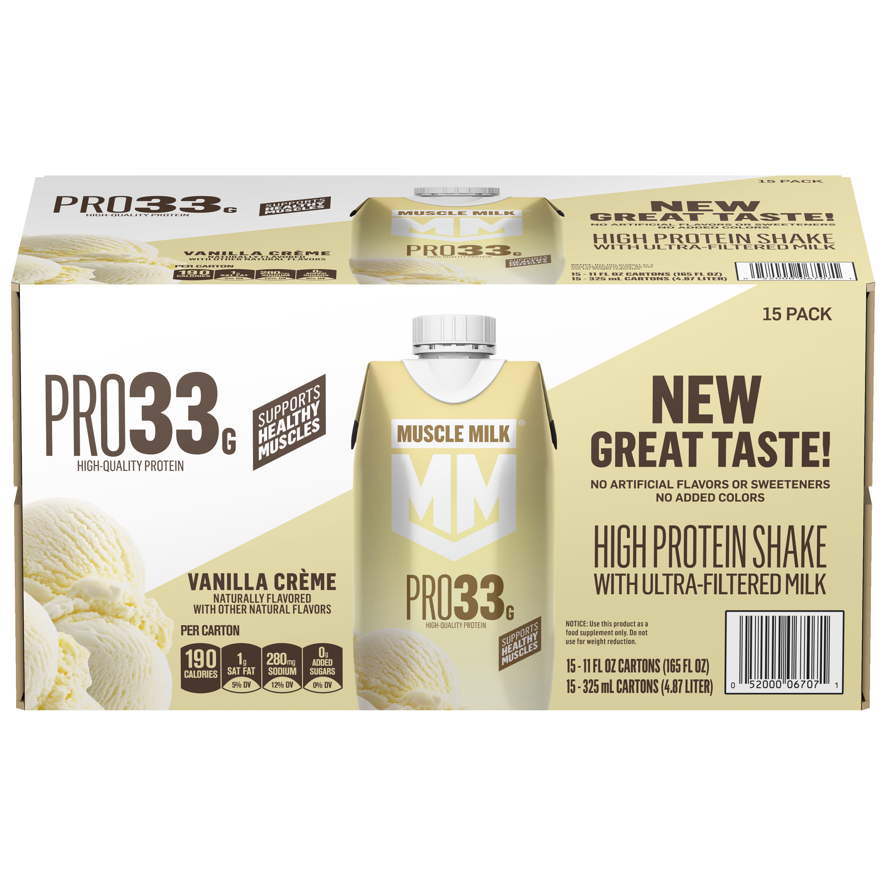 Muscle Milk, Pro33, Vanilla Creme Flavored, High Protein Shake