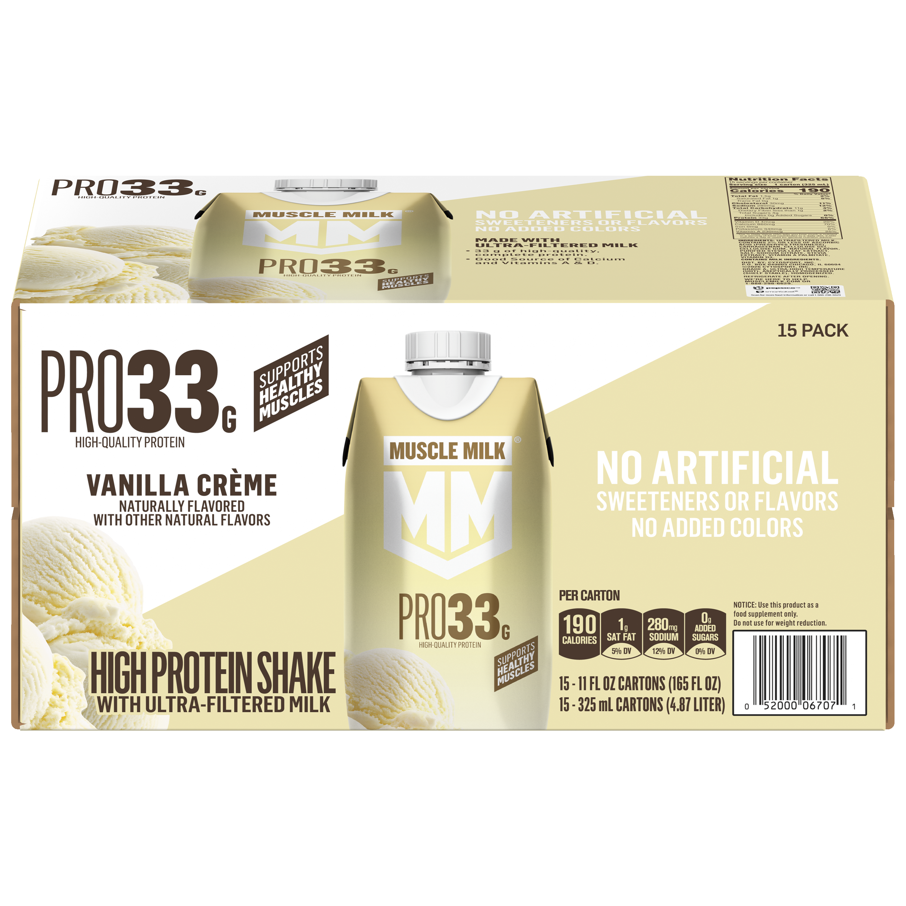 Muscle Milk, Pro33, Vanilla Creme Flavored, High Protein Shake