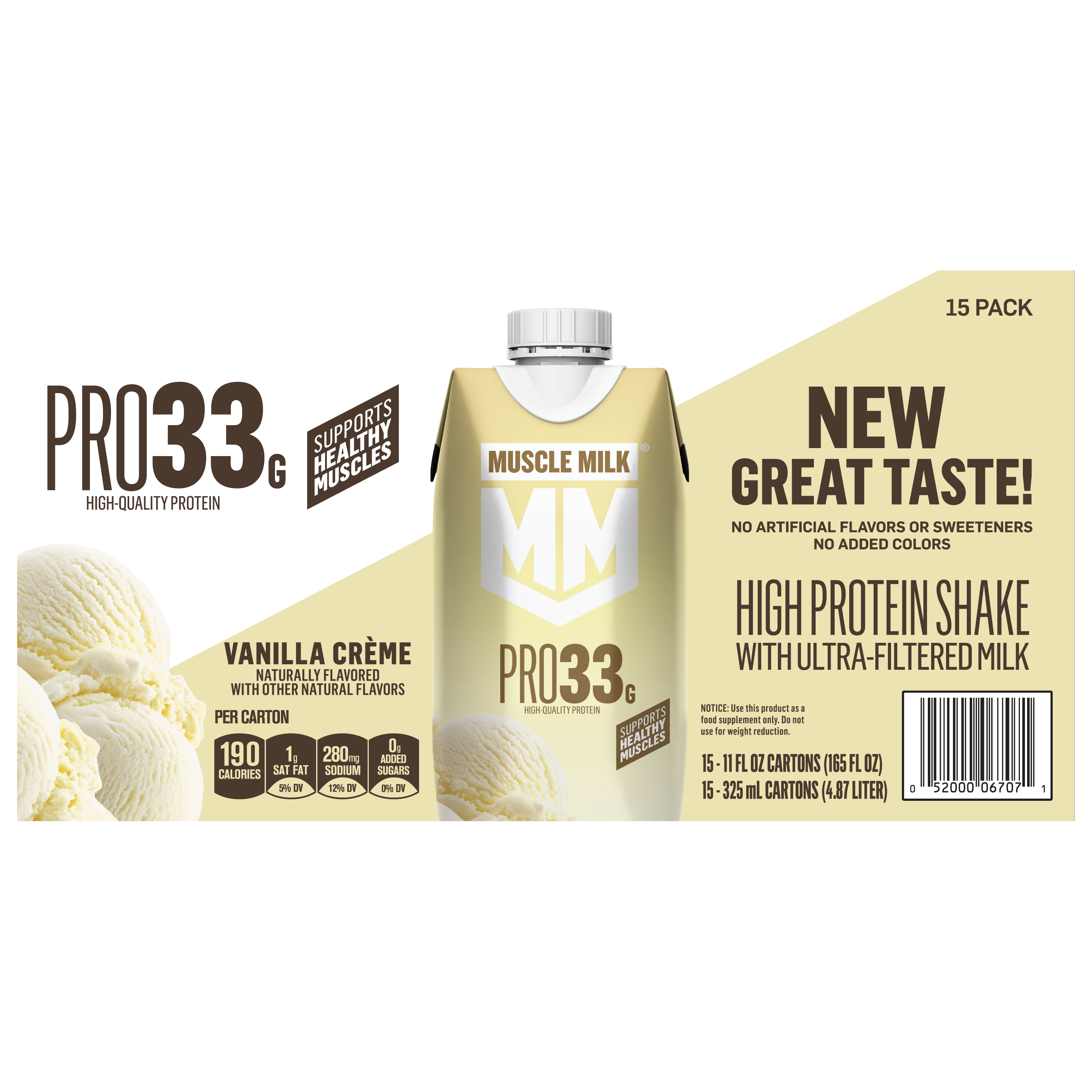 Muscle Milk, Pro33, Vanilla Creme Flavored, High Protein Shake thumbnail
