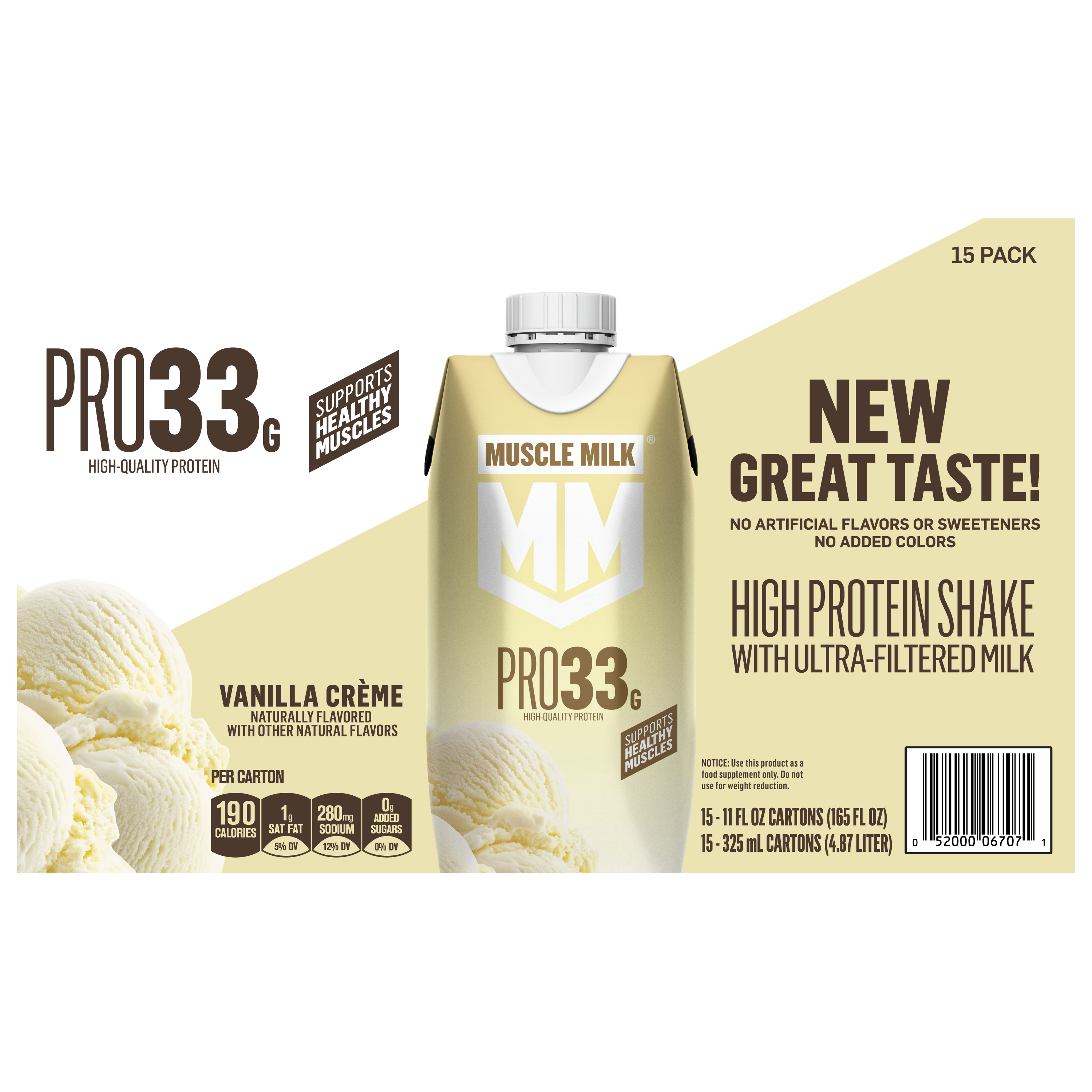 Muscle Milk, Pro33, Vanilla Creme Flavored, High Protein Shake thumbnail