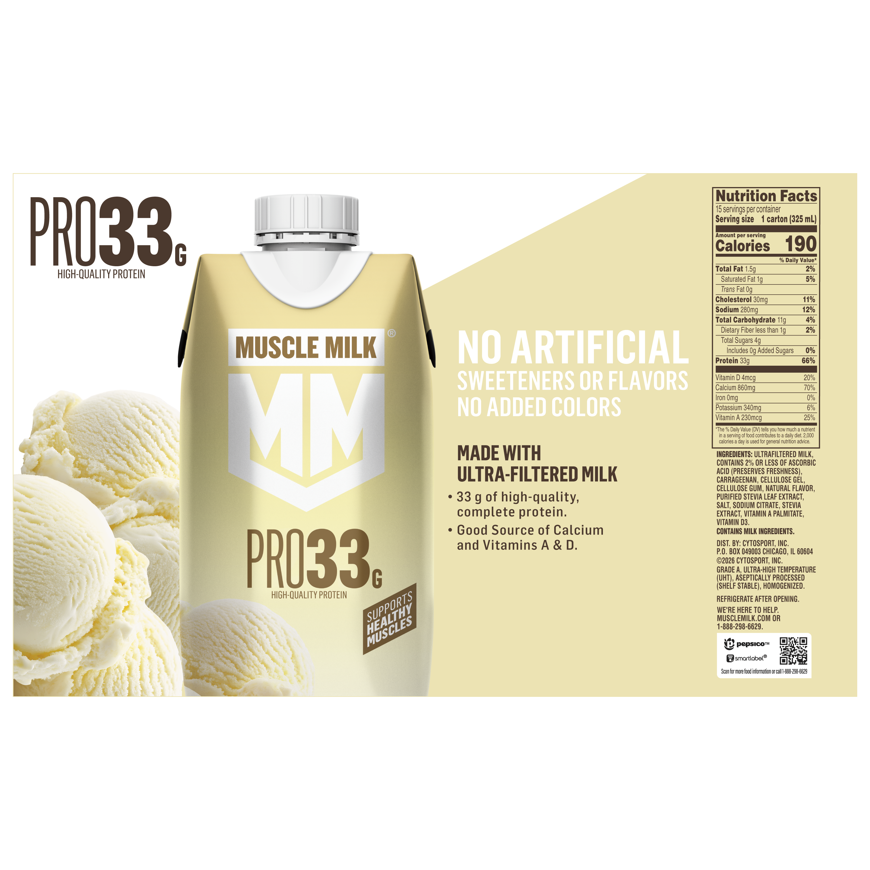 Muscle Milk, Pro33, Vanilla Creme Flavored, High Protein Shake thumbnail