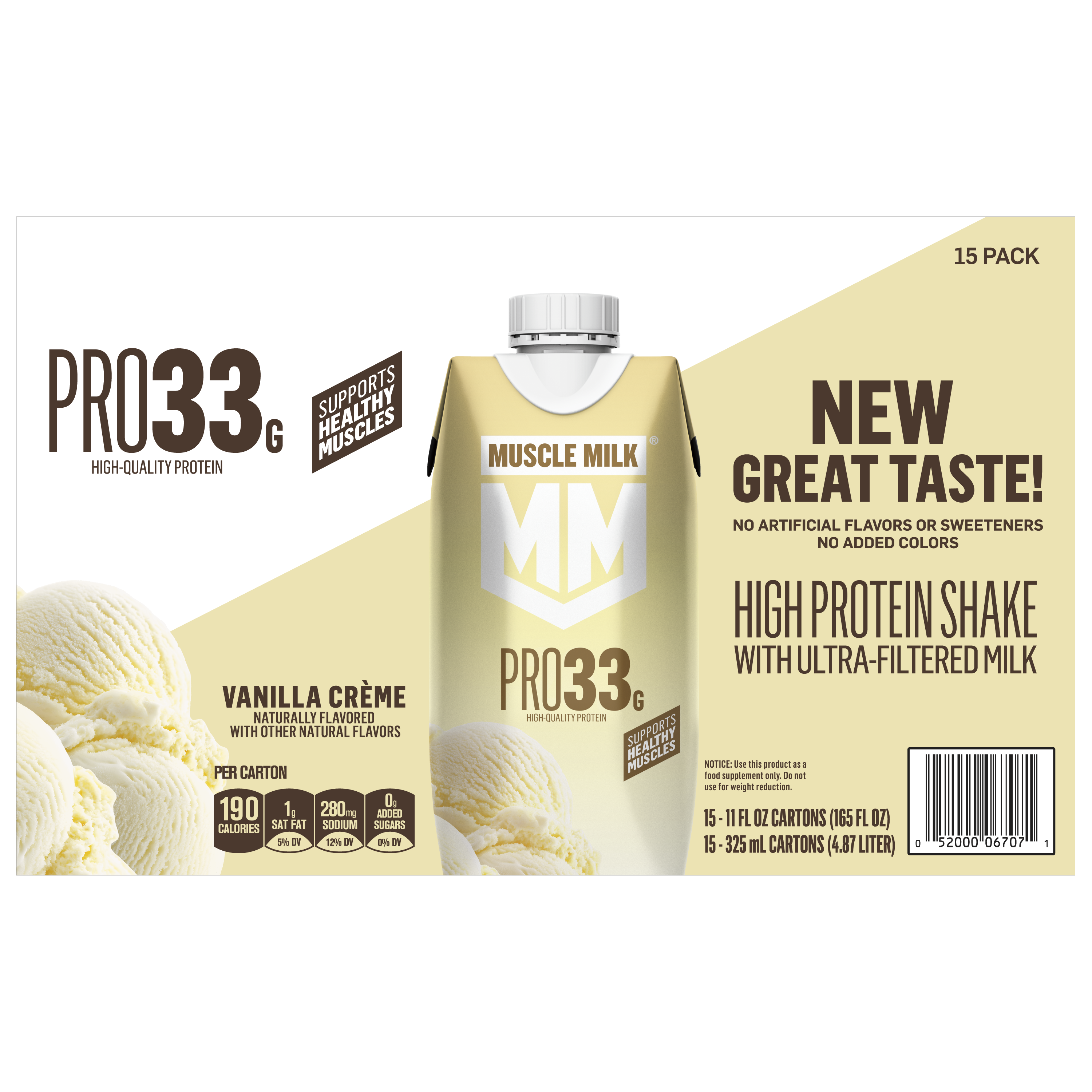 Muscle Milk, Pro33, Vanilla Creme Flavored, High Protein Shake thumbnail