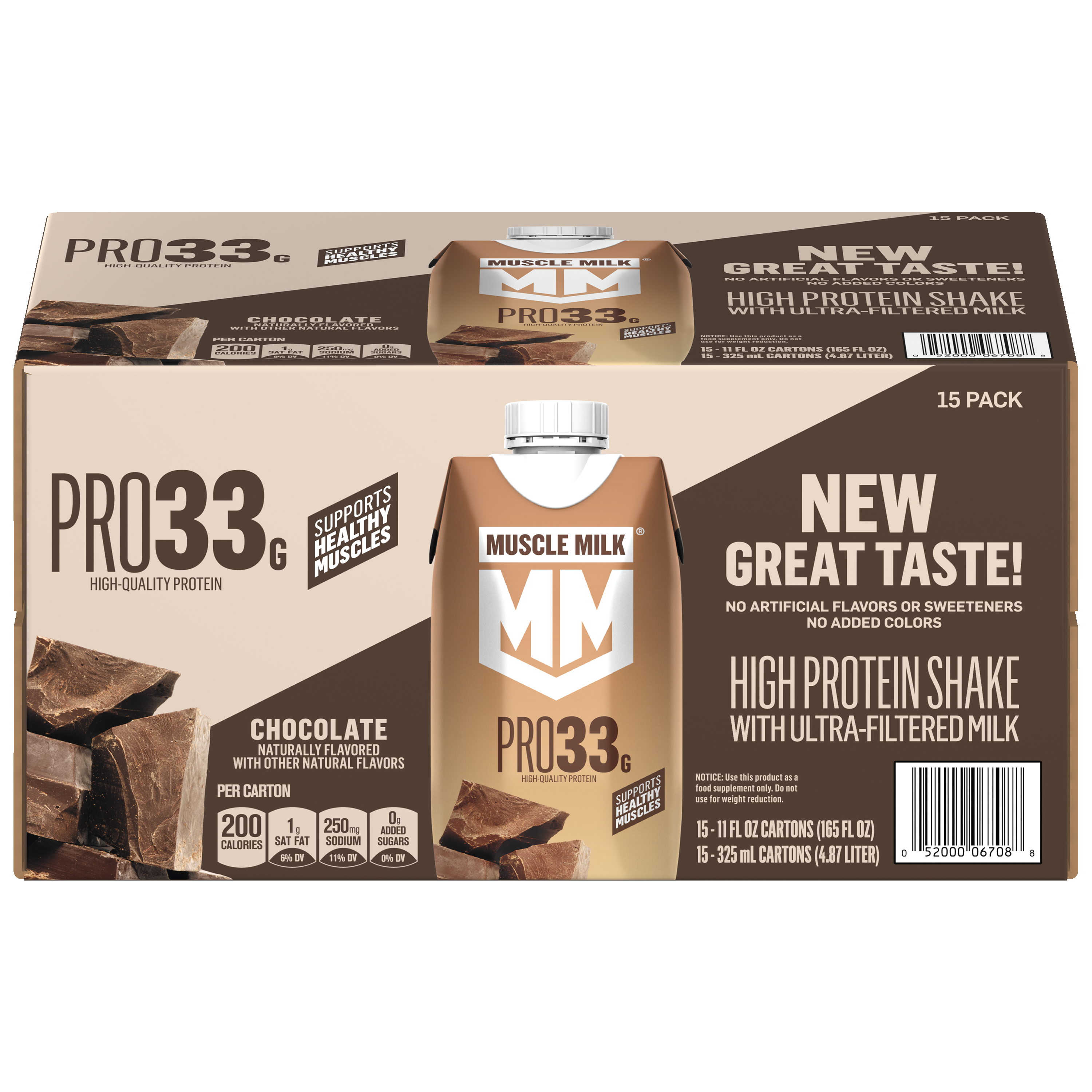 Muscle Milk, Pro33, Chocolate Flavored, High Protein Shake