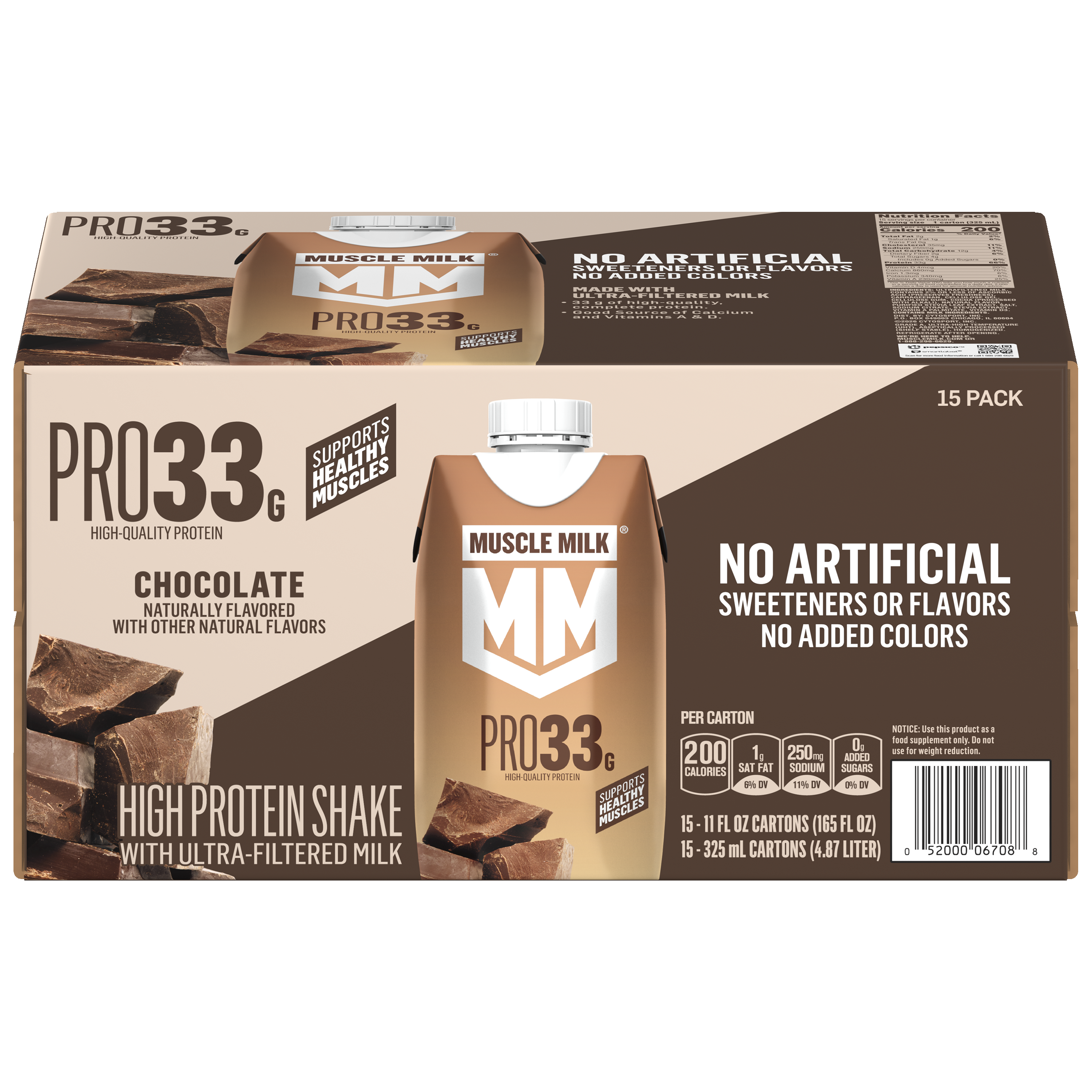 Muscle Milk, Pro33, Chocolate Flavored, High Protein Shake