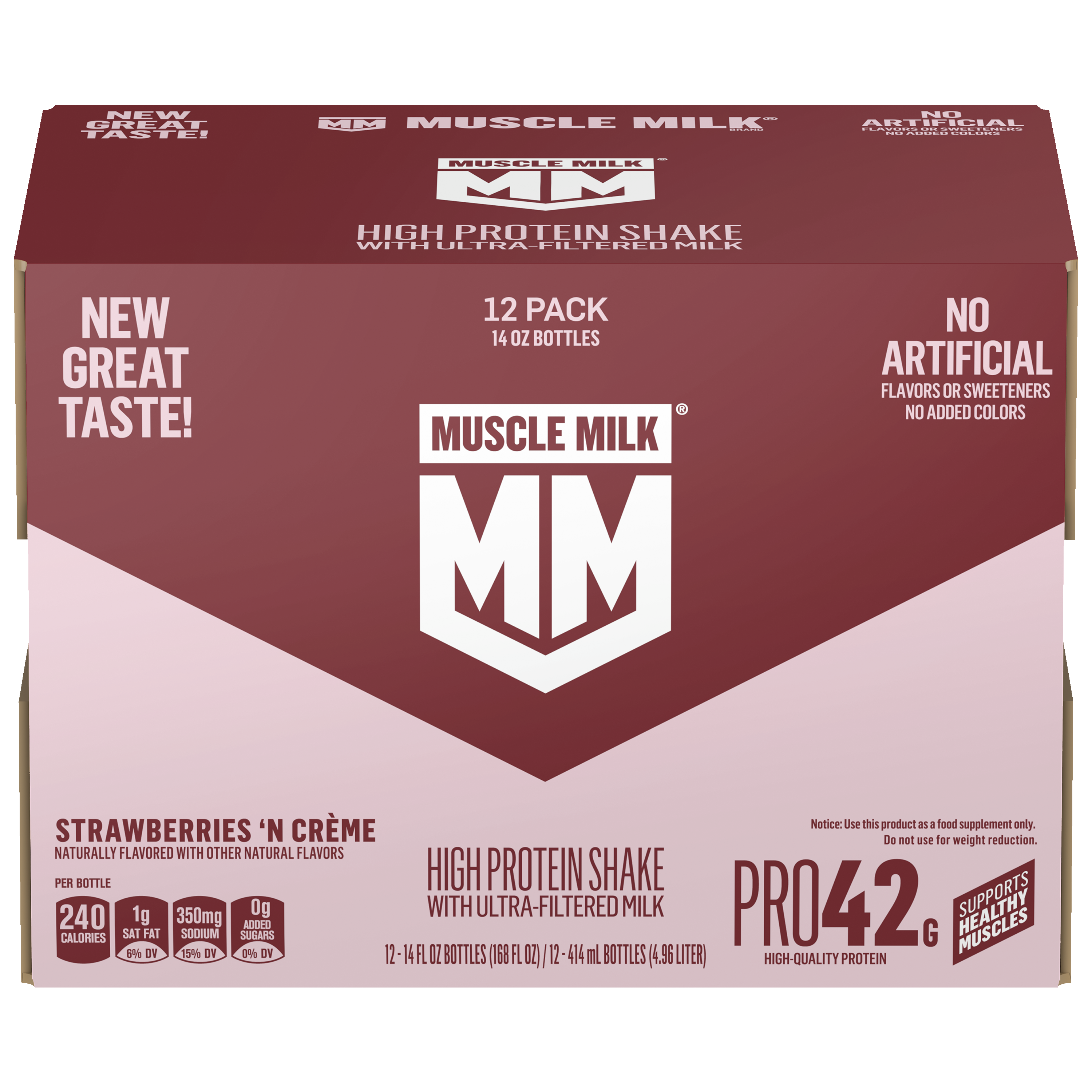 Muscle Milk, Pro42, Strawberries 'N Creme Flavored, High Protein Shake
