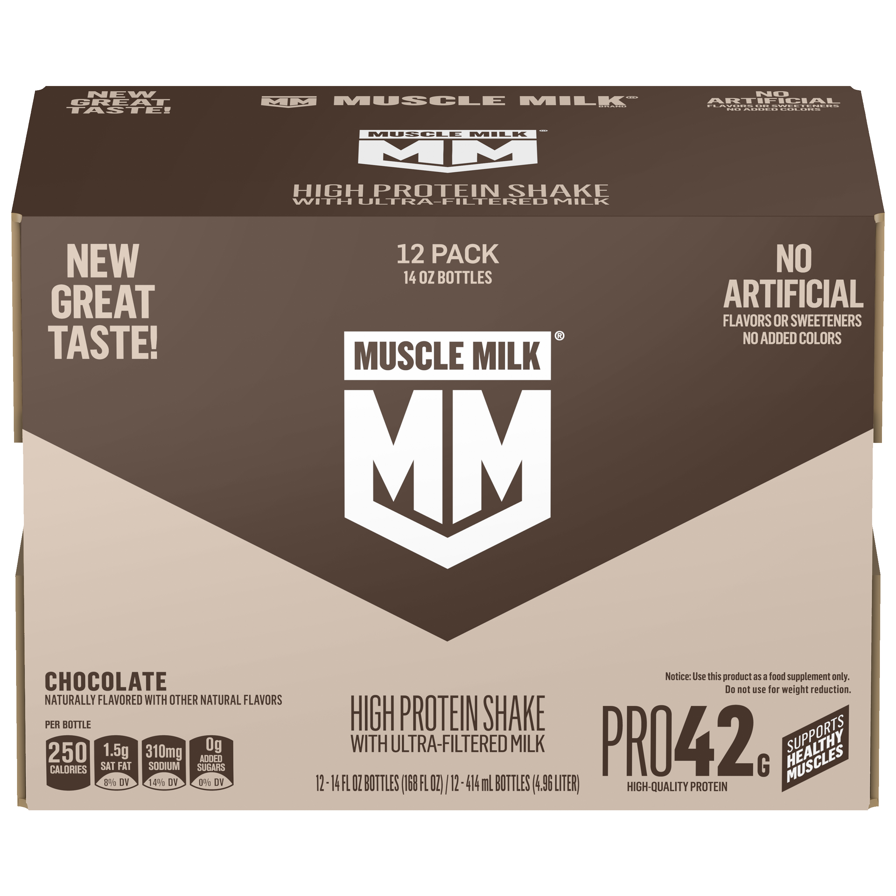 Muscle Milk, Pro42, Chocolate Flavored, High Protein Shake