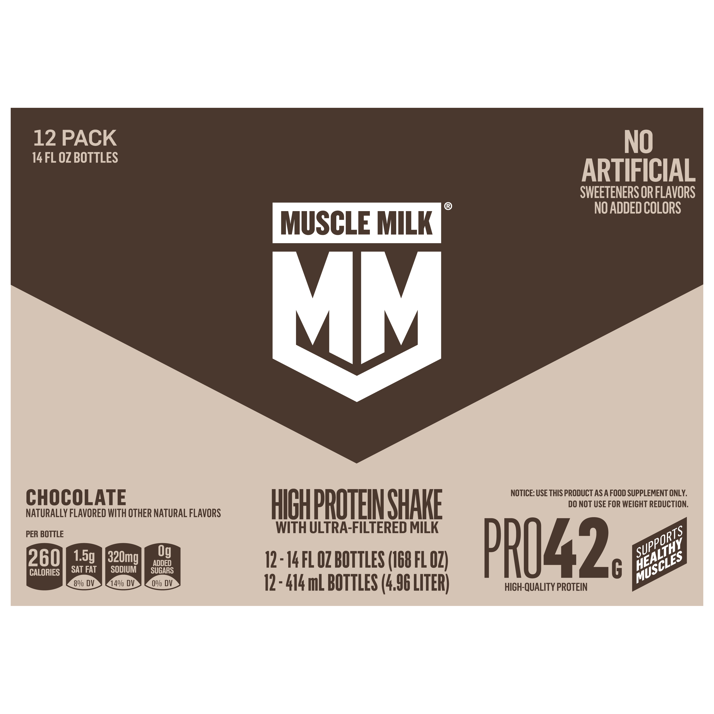 Muscle Milk, Pro42, Chocolate Flavored, High Protein Shake thumbnail