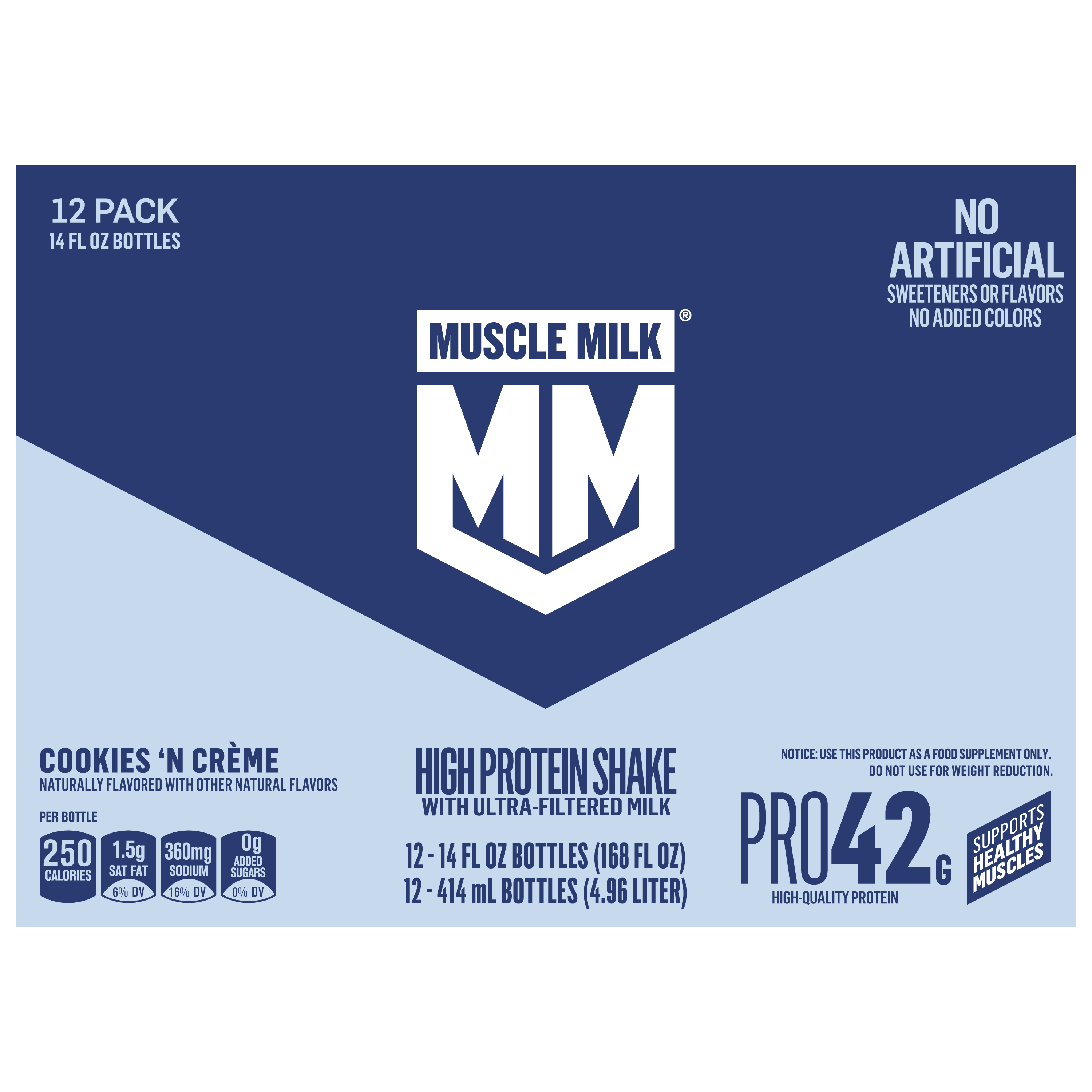 Muscle Milk, Pro42, Cookies 'N Creme Flavored, High Protein Shake