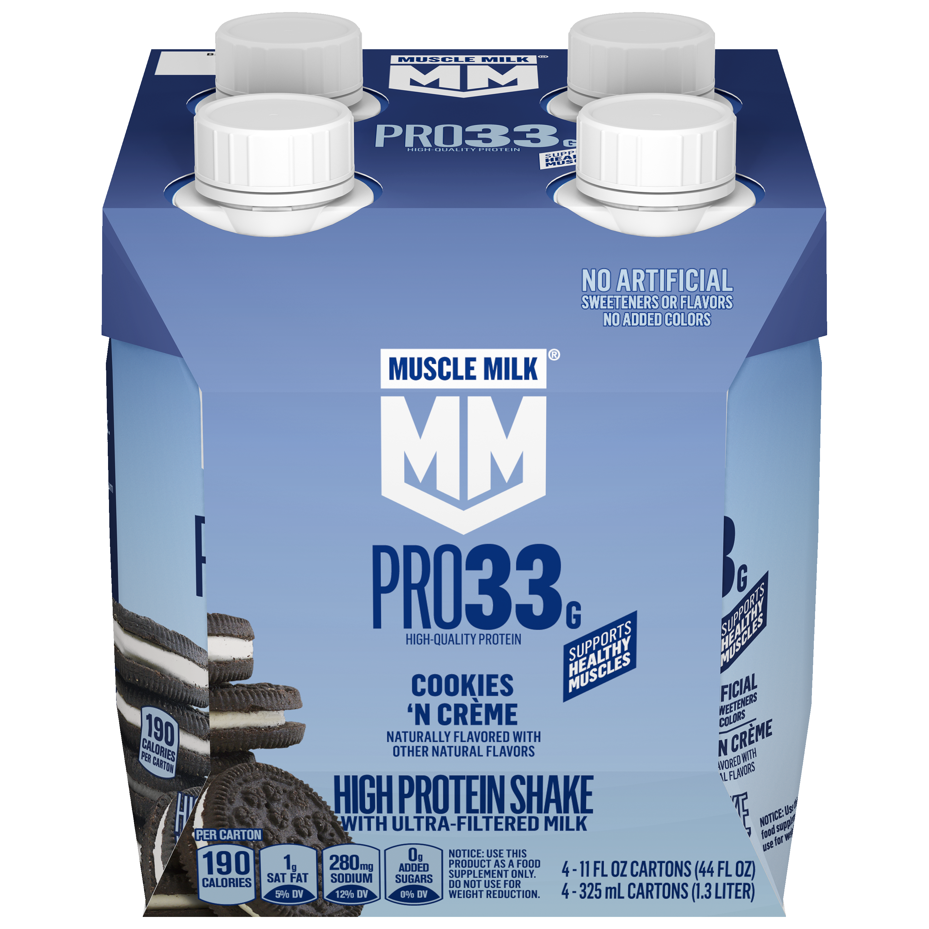 Muscle Milk, Pro33, Cookies 'N Creme Flavored, High Protein Shake