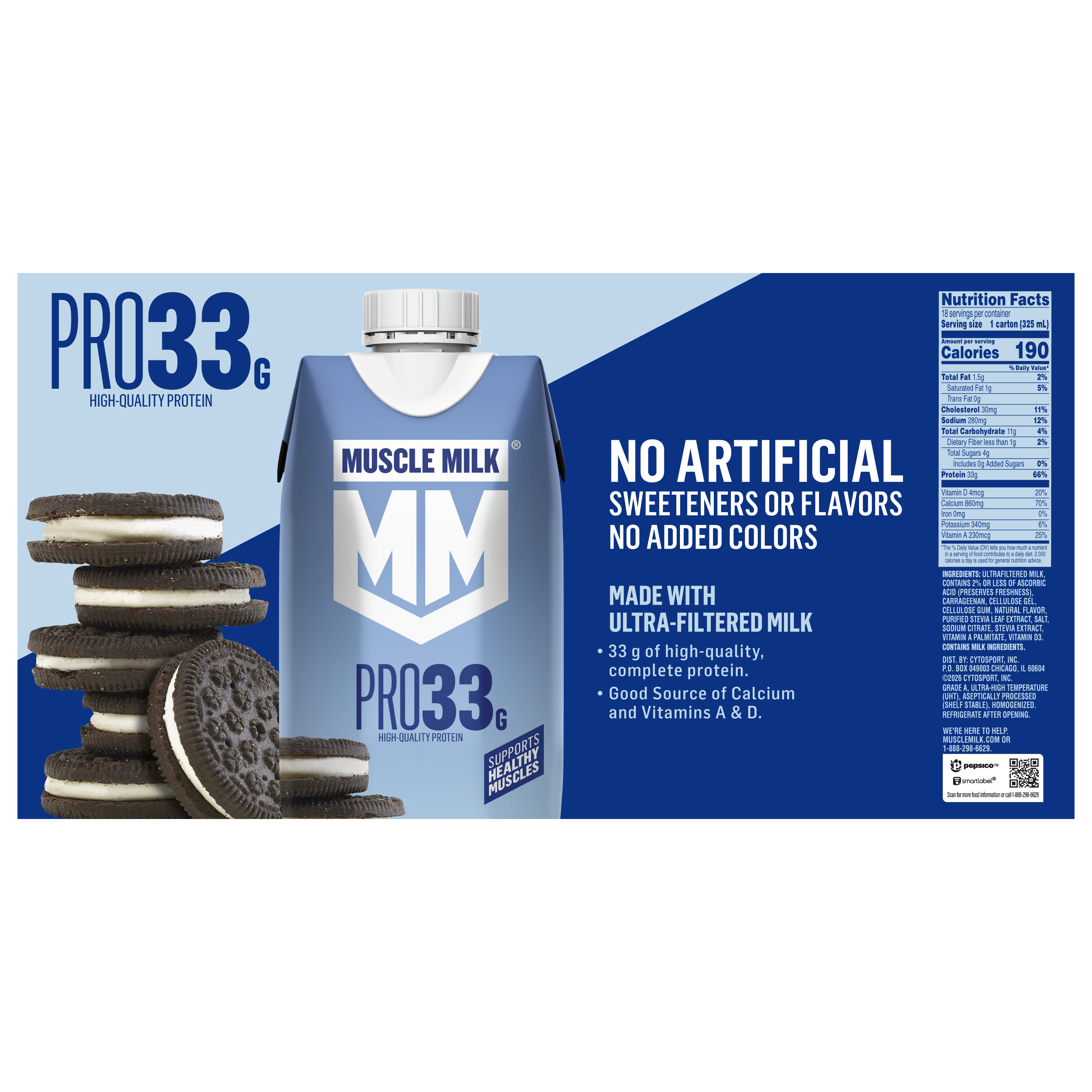 Muscle Milk, Pro33, Cookies 'N Creme Flavored, High Protein Shake thumbnail