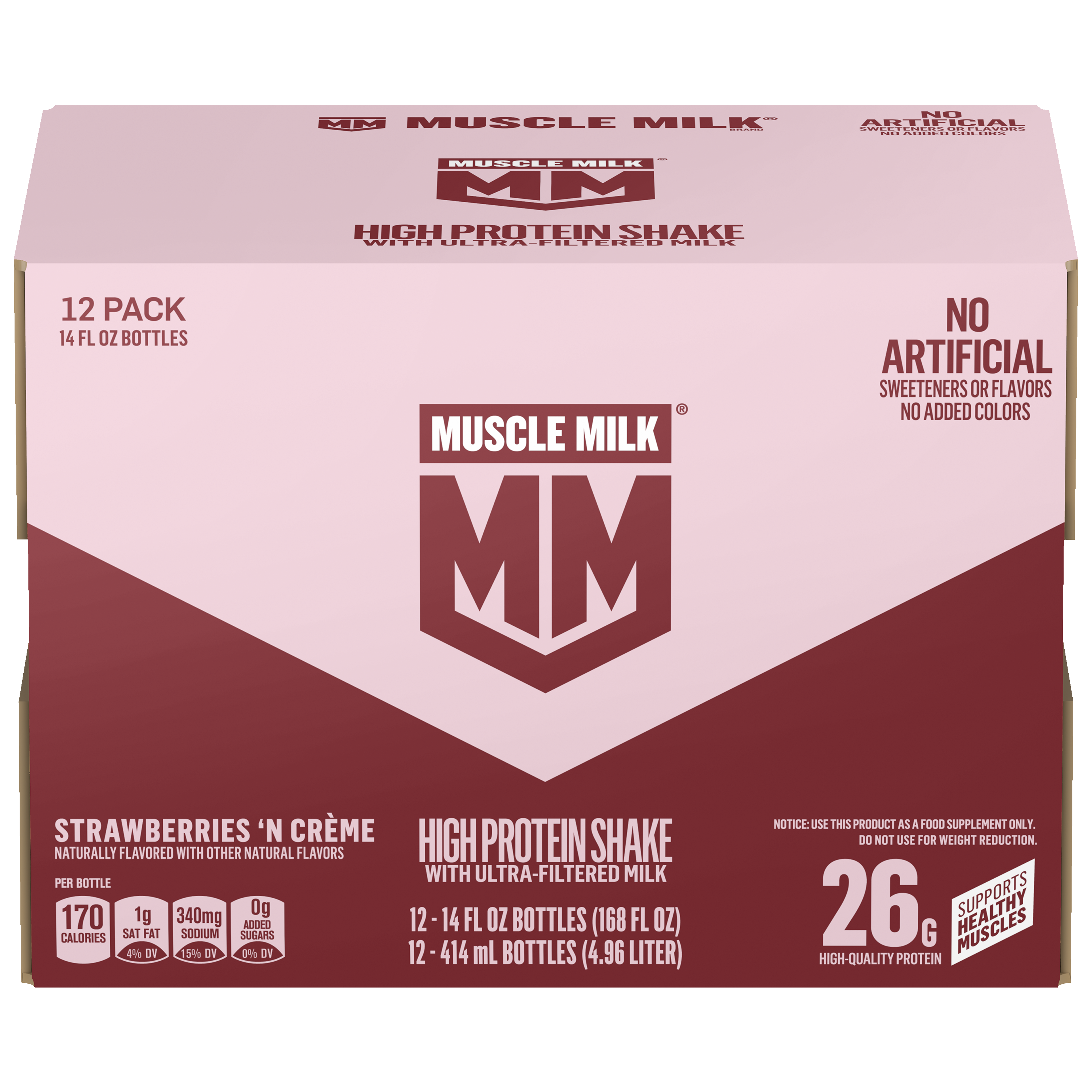 Muscle Milk, Strawberries 'N Creme Flavored, High Protein Shake